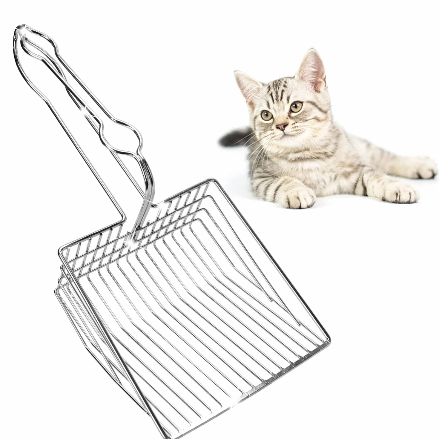 Nobleza Łopatka do żwirku dla kota, 2 Minute Clean One Litter Box, Metallic Cat Litter Scooper