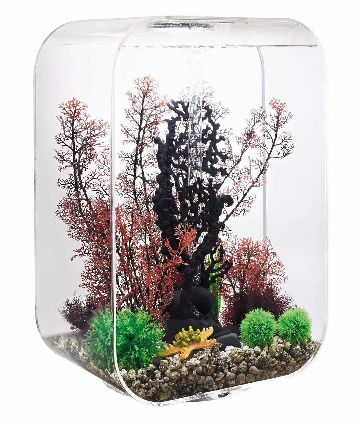biOrb 72059 LIFE 60 MCR, przezroczysty, 60 l – zestaw do akwarium z systemem filtrowania, wielokolorowe oświetlenie, ceramiczny podkład podłogowy z wytrzymałego szkła akrylowego