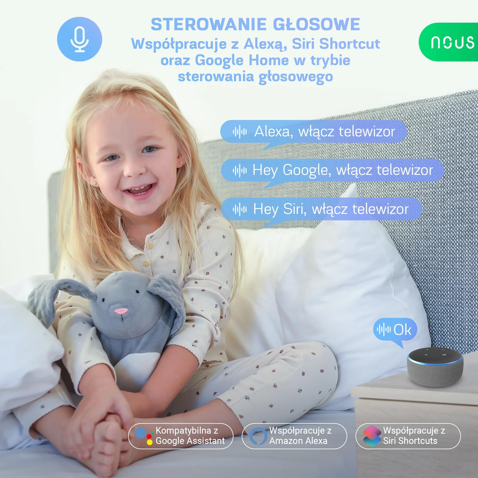 NOUS Matter Inteligentne Gniazdko z Pomiarem Zużycia Energii, Gniazdko WiFi, 16 A 3840 W, Kompatybilne z Alexa, Google Home, Tuya, Apple Home, Smart Things, WiFi 2,4 GHz, Pack of 4