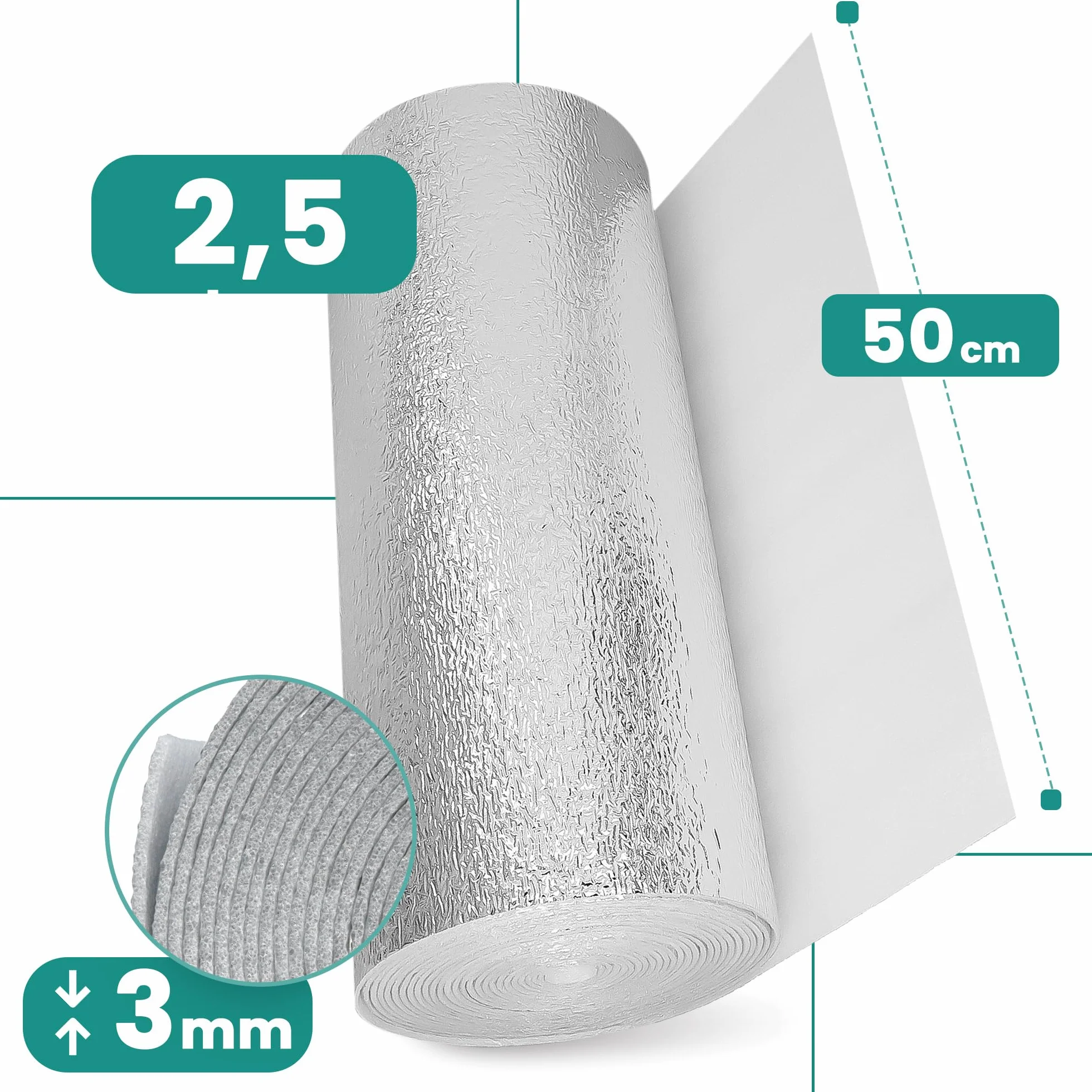 Millto Ekran Zagrzejnikowy Mata Aluminiowa 2,5m Pianka Termoizolacyjna Izolacja Ścienna Folia Odblaskowa