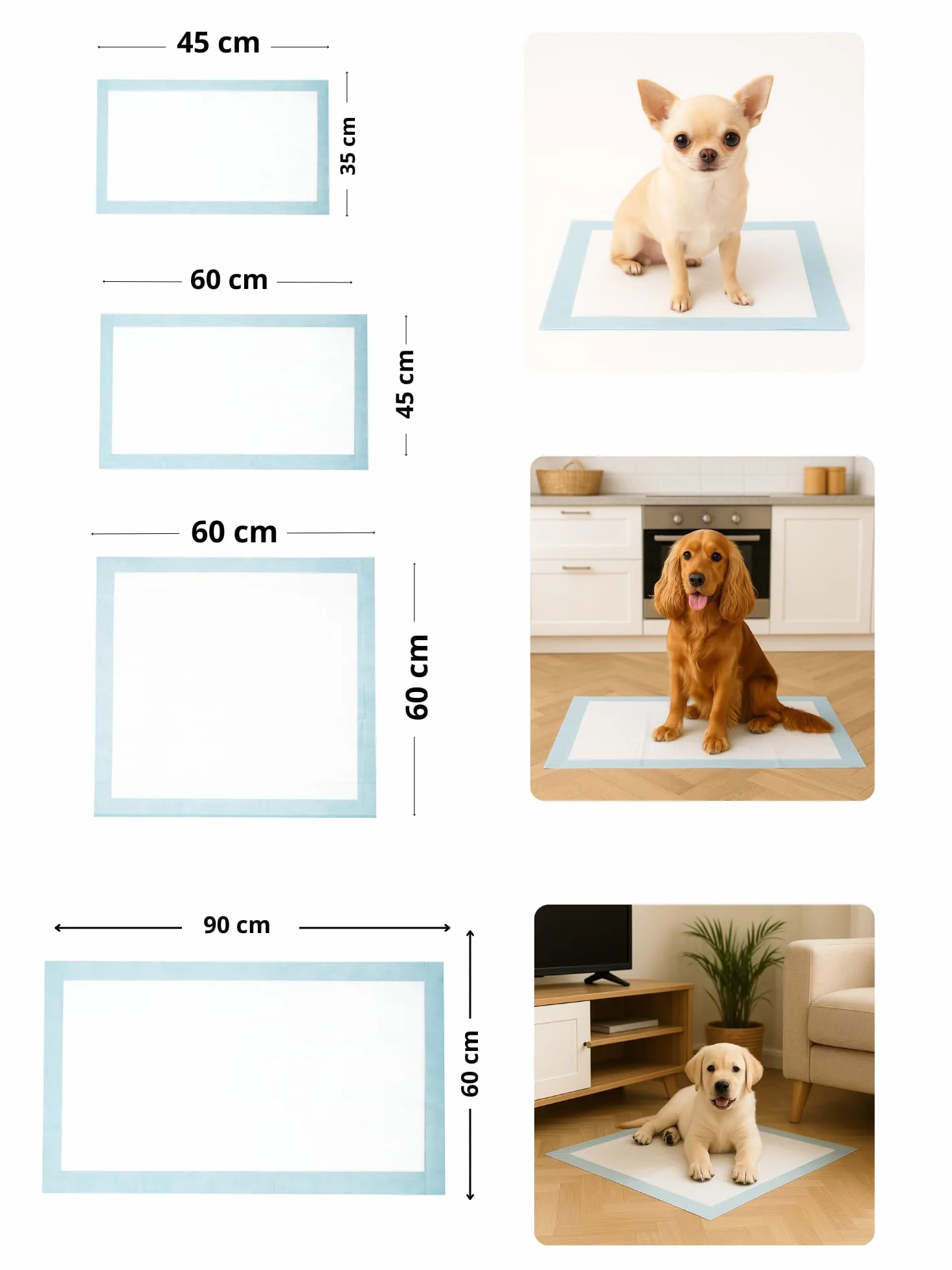 Mata higieniczna dla psów 60x60 cm super chłonna 6-warstwowa jednorazowa