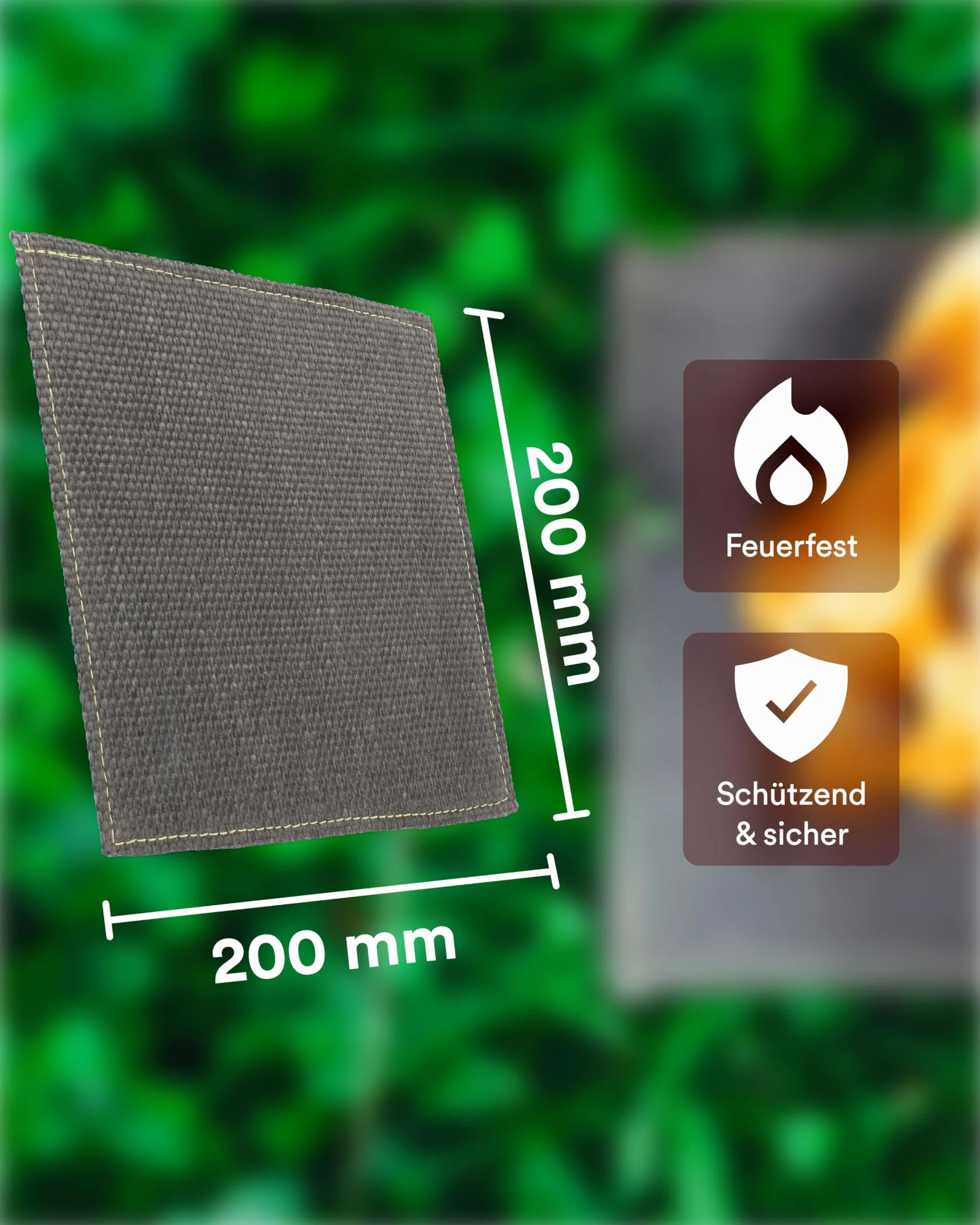 WIKA FlexProtect Mata ognioodporna na wysokie temperatury, mata lutownicza, do użytku na zewnątrz i wewnątrz, nie zawiera azbestu, podkładka przeciwpożarowa, 200 x 200 mm