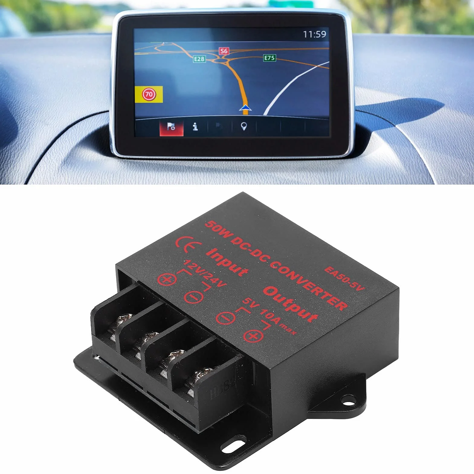Walfront EA505V Adapter DC 24V 12V do 5V 10A Moduł Obniżający Regulator Napięcia do Taśmy LED
