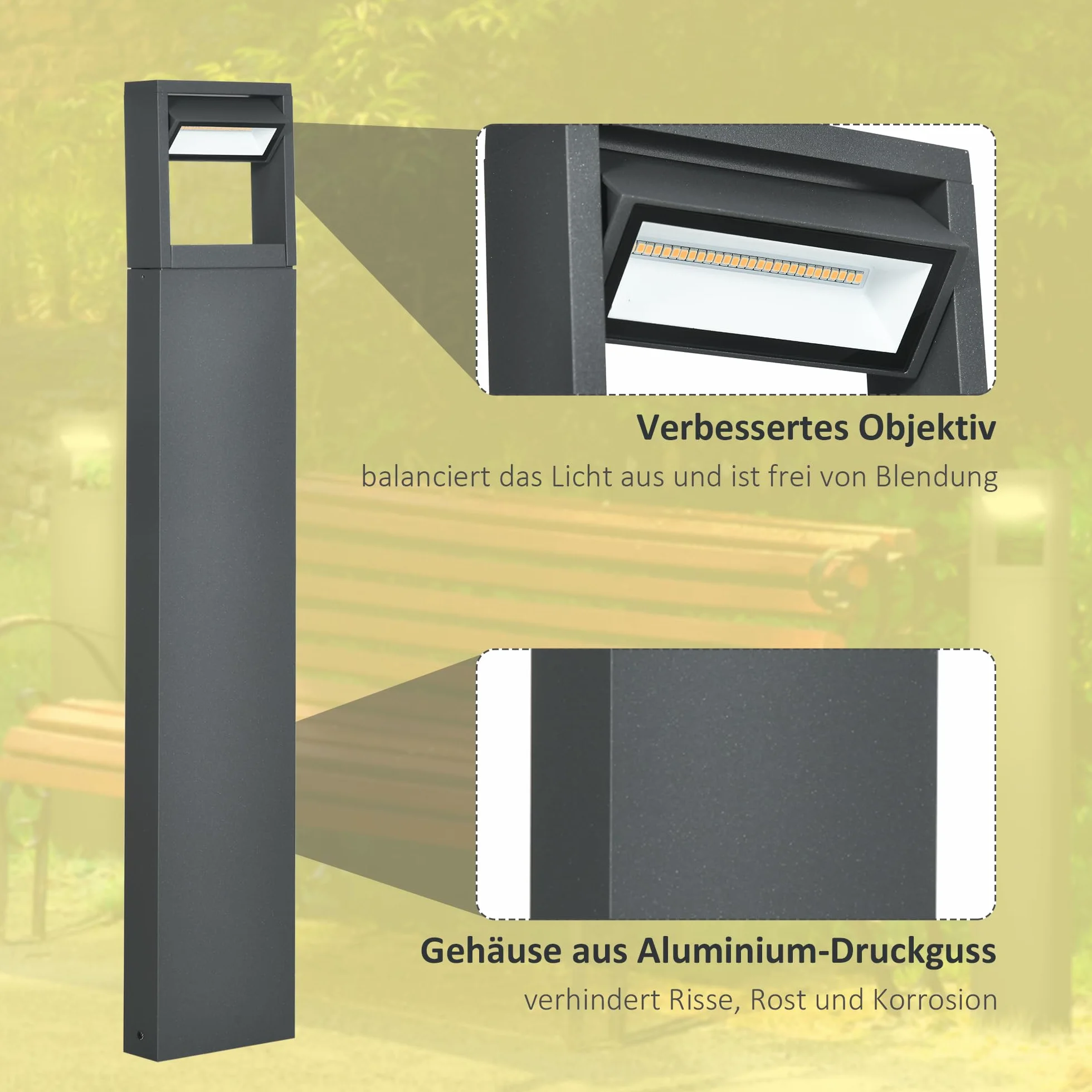 Lampa ogrodowa LED, regulowana, wodoodporna IP65, na szlak