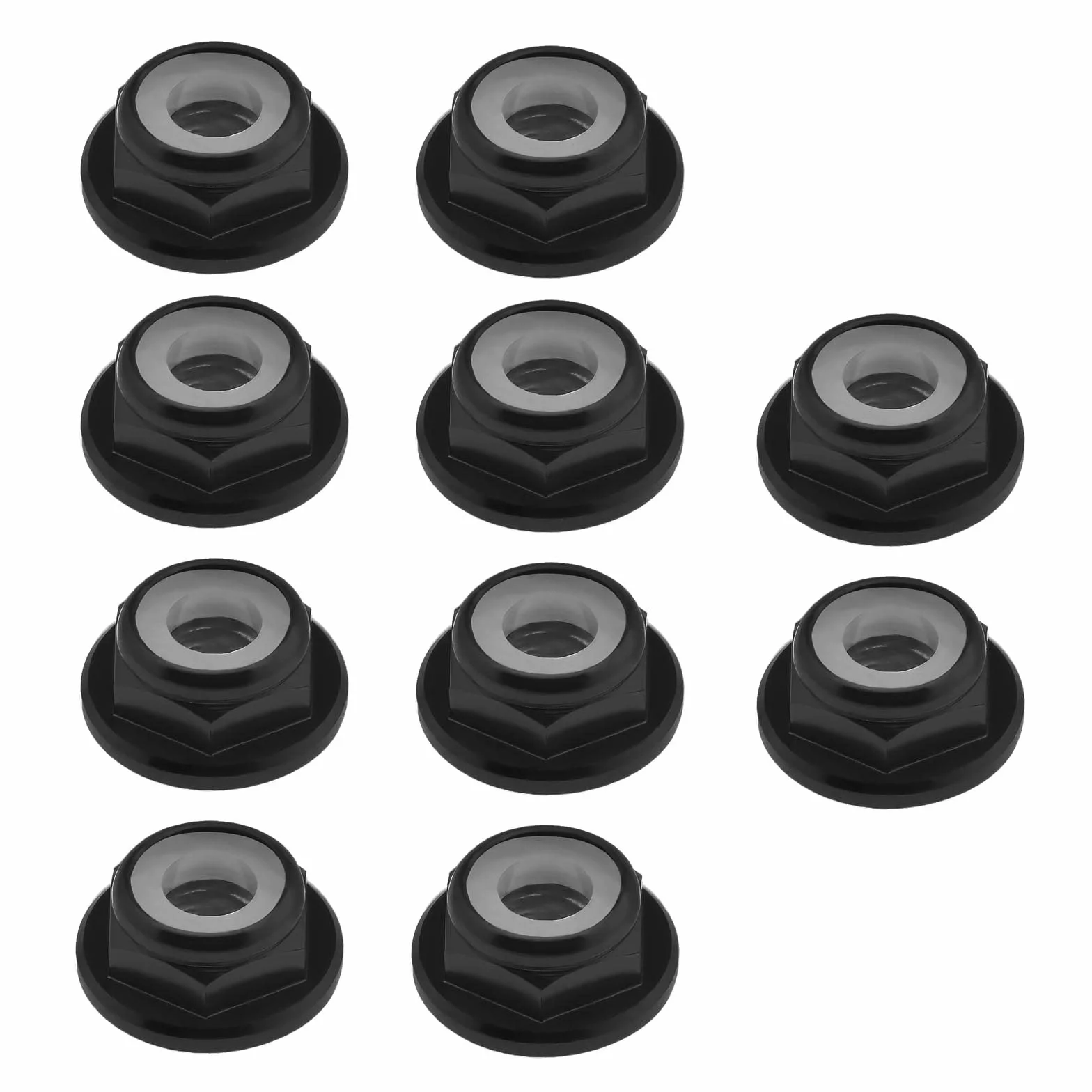10 szt. nakrętki kołnierzowe M4 stop aluminium nylonowa wkładka samoblokujące nakrętki sześciokątne do skali 1/10 RC samochód ciężarówka buggy koła gąsienicowe części zamienne czarne