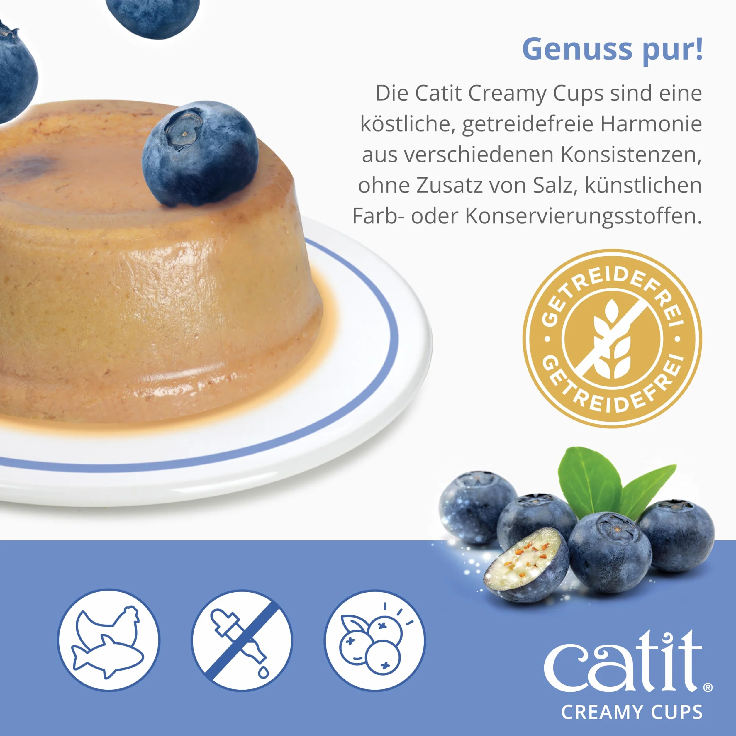 Catit Creamy Cups dla kotów, tuńczyka, kurczaka i żurawiny, 4x25g