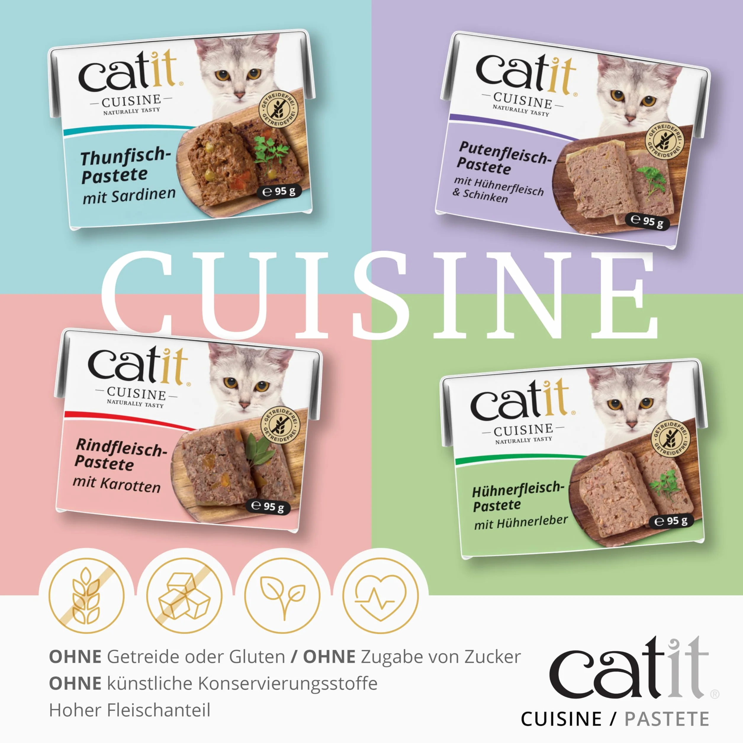 Catit Cuisine – mokra karma premium dla kotów – pasztet z tuńczykiem i sardynkami, mieszanka paszowa pełnoporcjowa, 95 g, bez zbóż, wysoka zawartość ryb