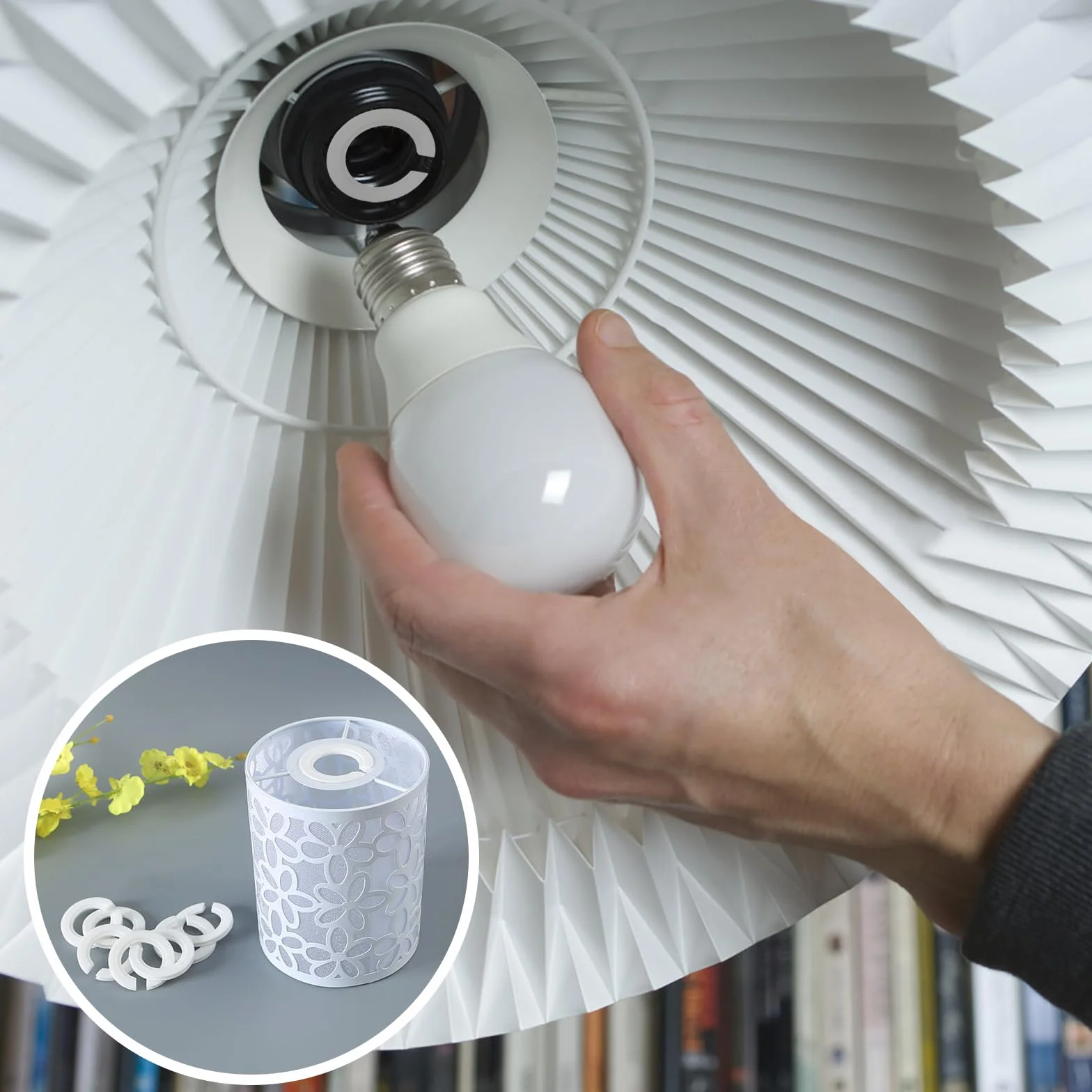14 sztuk pierścień redukcyjny abażuru lampy, biały, pierścień adaptera klosza E27 do E14, pierścień konwertera światła, podkładka z tworzywa sztucznego, do abażuru, adaptera, złączki wymienne