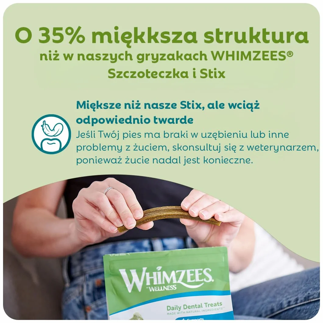 WHIMZEES Soft Stix S, 28 Sztuk – Rozmiar S, Gryzaki Dentystyczne dla Małych Psów, Naturalne, Bezzbożowe, Bez Dodatku Cukru