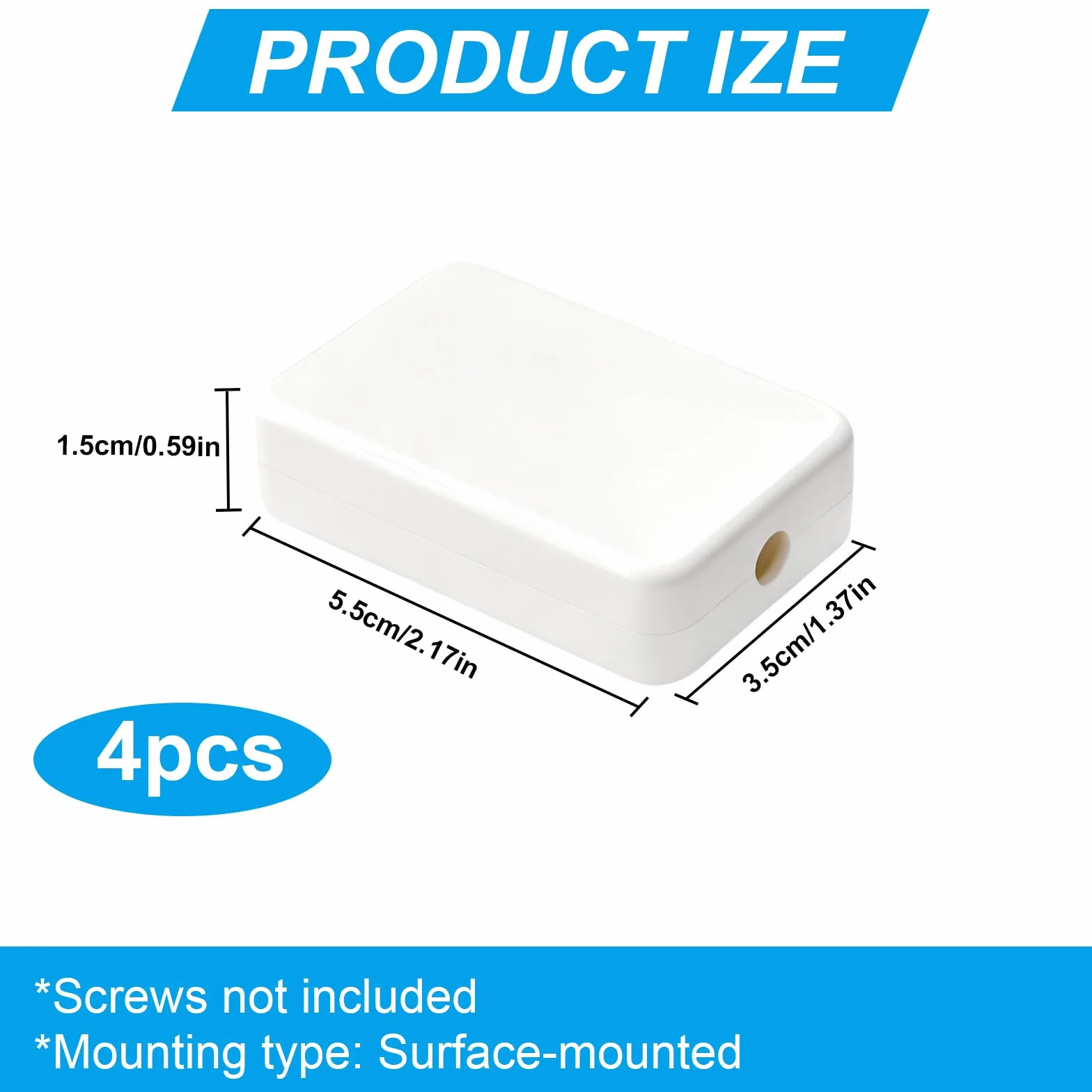 4 sztuki puszka rozgałęźna 55x35x15mm, puszka rozdzielacza zewnętrzna wodoodporna, puszka rozgałęźna natynkowa, ABS, biała