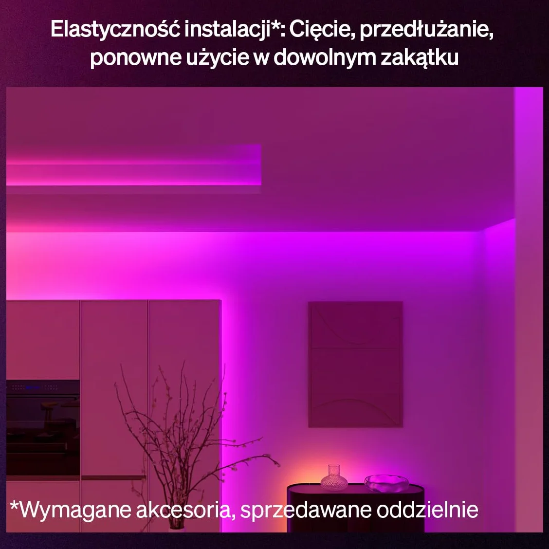 Philips Hue Flux ultra-bright 10 m LED, 6000 lm, żywe kolory i atmosfera, Chromasync™, przycinanie i przedłużanie, sterowanie aplikacją i głosem, do wnętrz i na zewnątrz.
