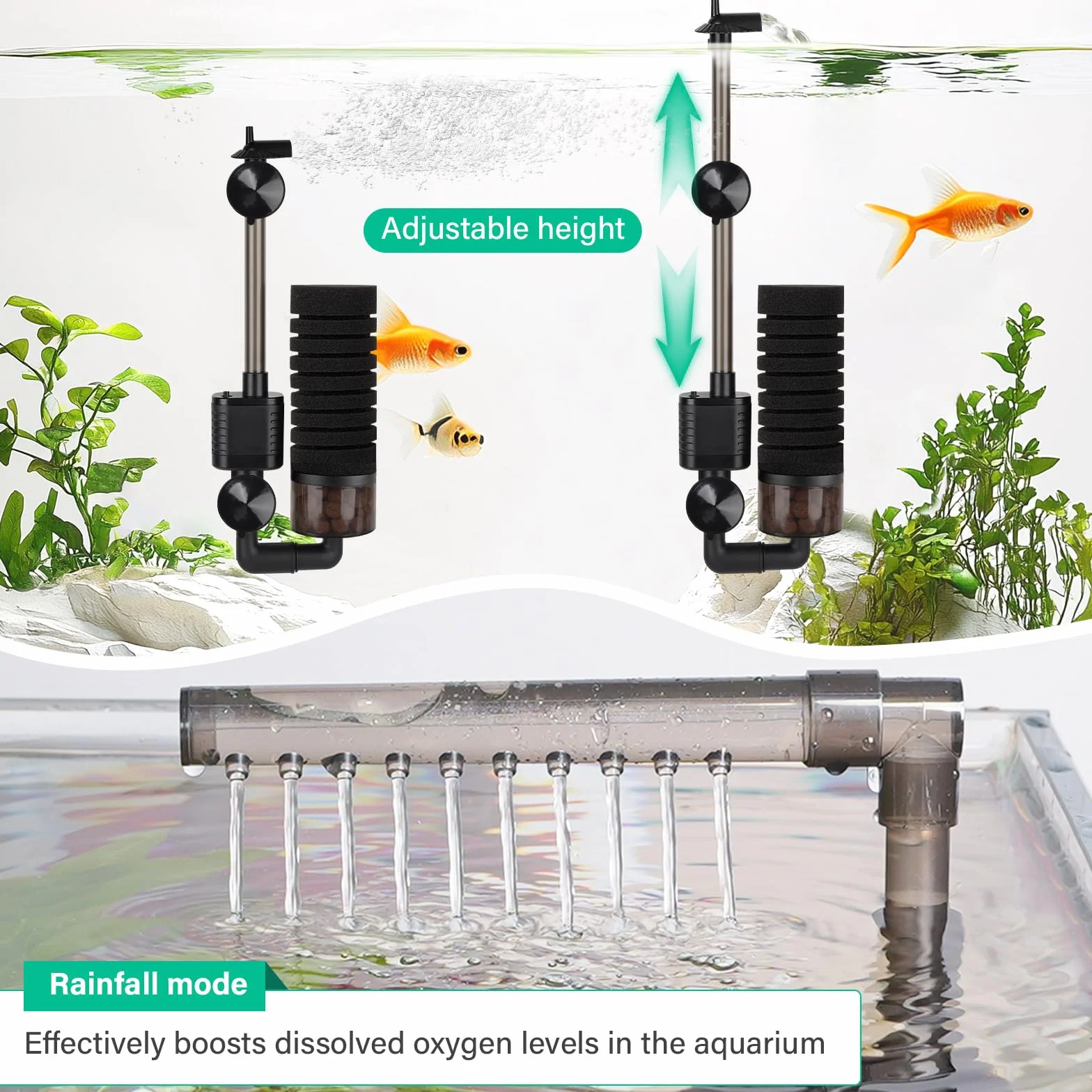 hygger Elektryczny filtr gąbkowy do akwarium, Power USB Single Aquarium Filtr Fish Tank Filtr, filtr zbiornika rybnego, cicha pianka zanurzeniowa, filtr do akwarium z filtrowanymi kulkami ceramicznymi