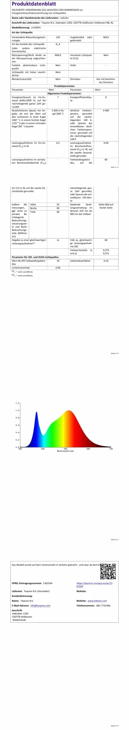Ledvion Reflektor wpuszczany LED 7W IP65 CCT COB Ø90mm ściemnialny