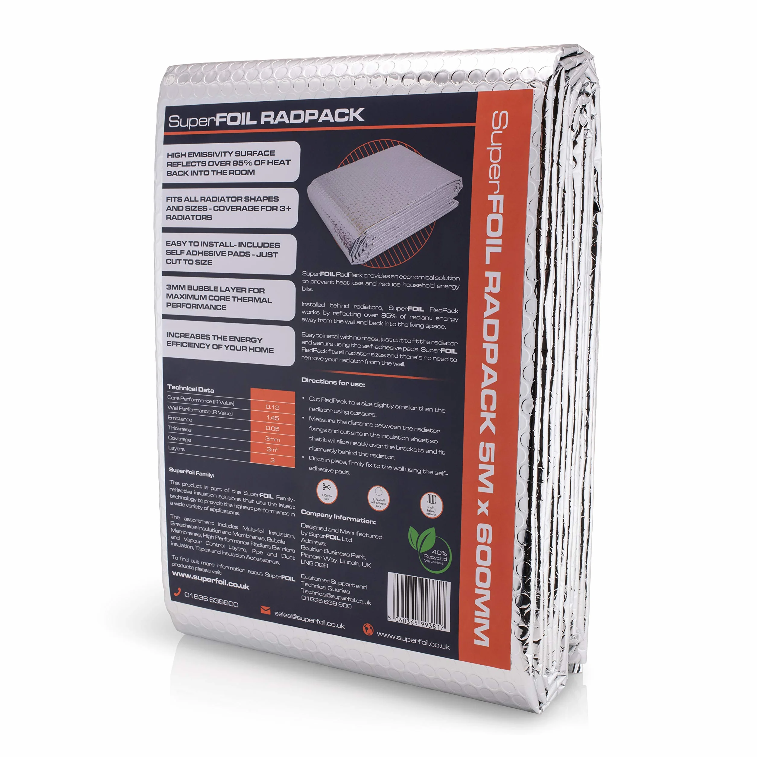SuperFOIL Radpack Folia Izolacyjna 3,6mm 5m x 60cm Srebrny