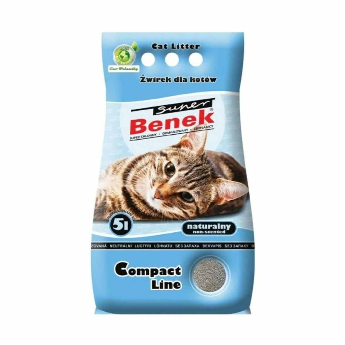 Super Benek Bentonit Clay Ultra Clumping Naturalna żwirek dla kota, 5 litrów