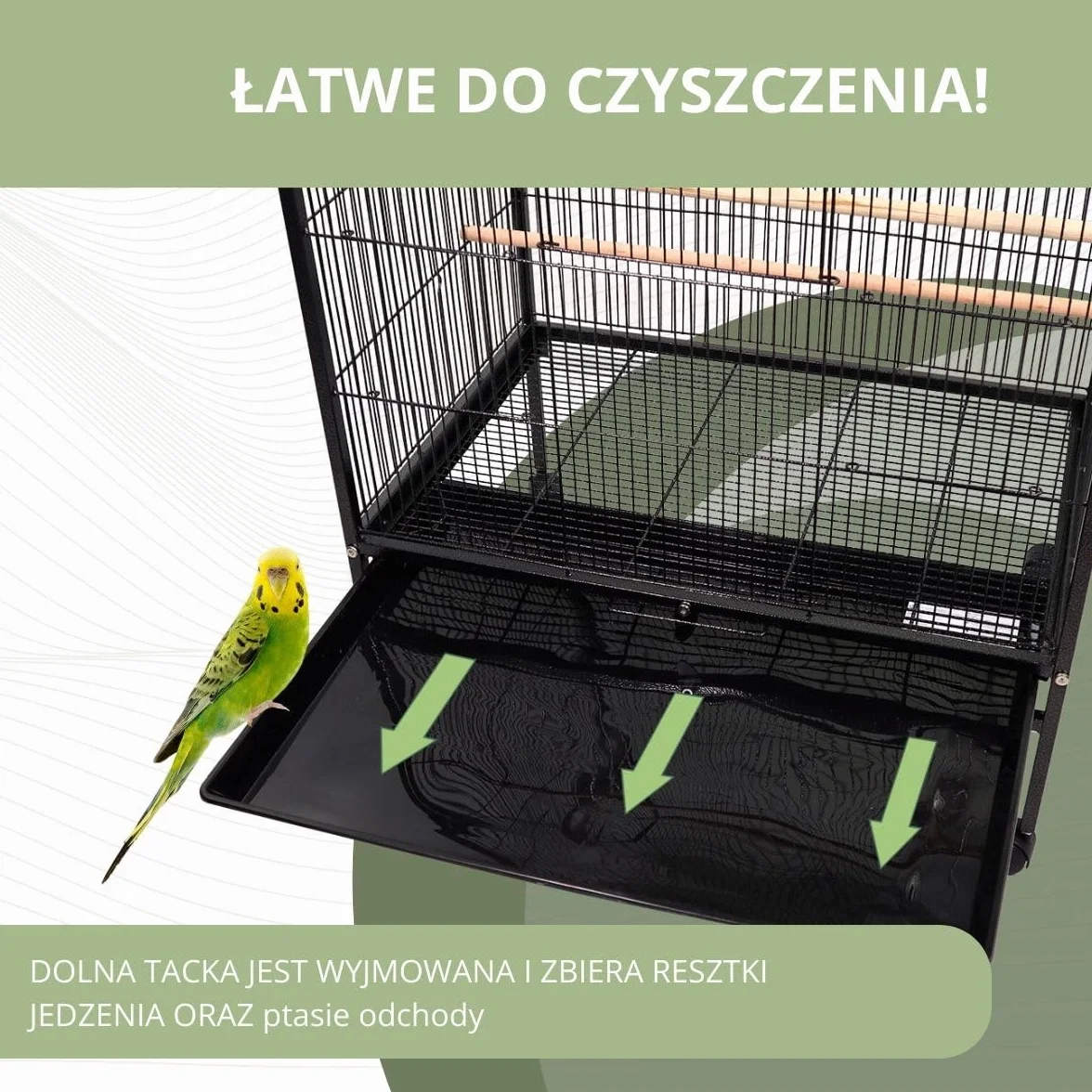 Mobiclinic® pets, Klatka dla ptaków, Nymph, Kółka transportowe, Hamulce, Otwieranie od góry, Wyjmowana taca, 8 drzwiczek, Duż rozmiar