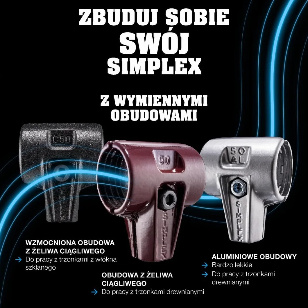 Trzonek SIMPLEX D=80 mm do młotków ochronnych z obudową z żeliwa ciągliwego lub aluminium 3244.082