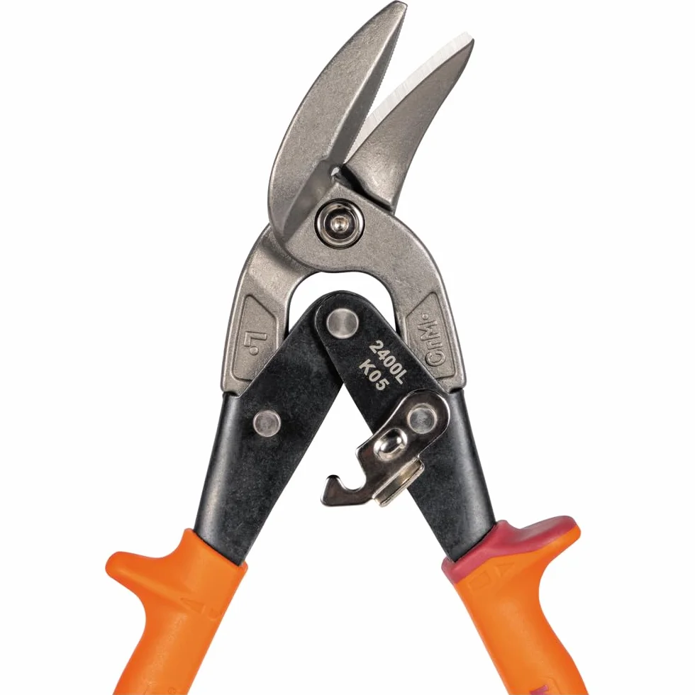 Klein Tools Nożyce do cięcia po lewej stronie, nożyce do cyny lotniczej z kutym ostrzem do precyzyjnego cięcia blachy