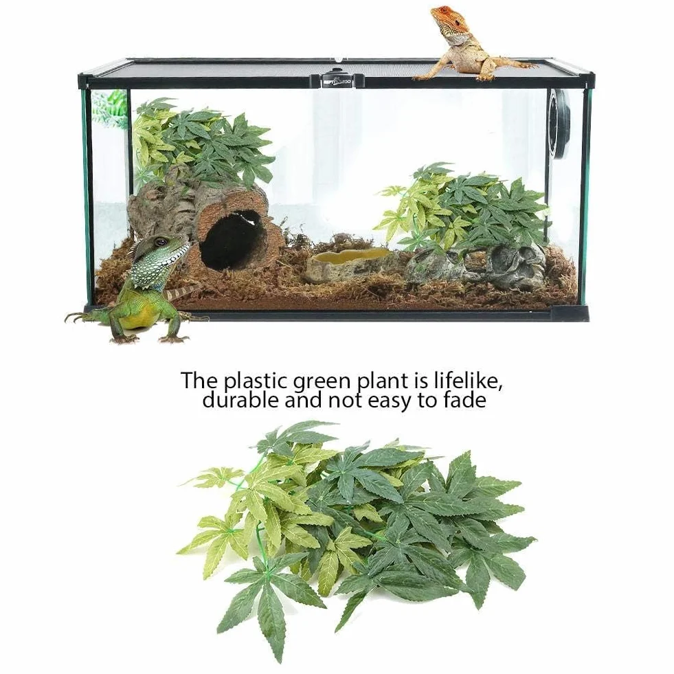 Sztuczne rośliny, sztuczne liście, plastik, zielona trawa z przyssawką, do akwariów, terrariów, pudełko na klatkę, terrarium, dekoracja na zewnątrz, dom, ogród, przyjazne dla środowiska