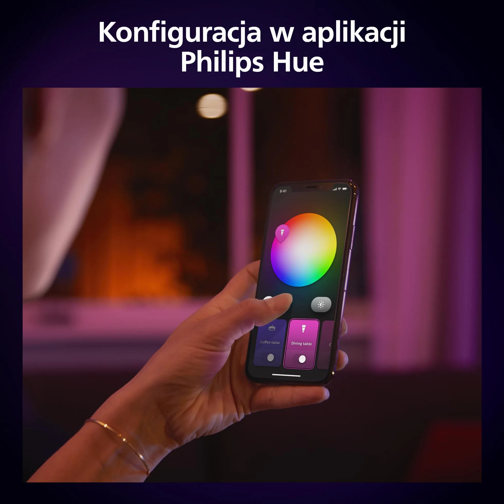 Philips Hue Smart Slim Oświetlenie do Wbudowania, 90 mm, Białe i Kolorowe Światło, Kompatybilne z Bluetooth, Kolor Czarny