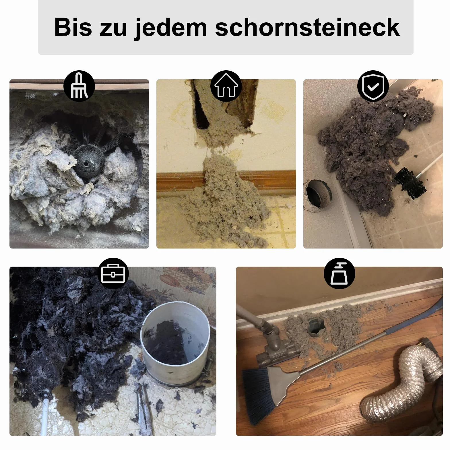 Topsky Zestaw szczotek do komina 3,6 m ø 150 mm nylonowa do rur piecowych z 9 elastycznymi prętami