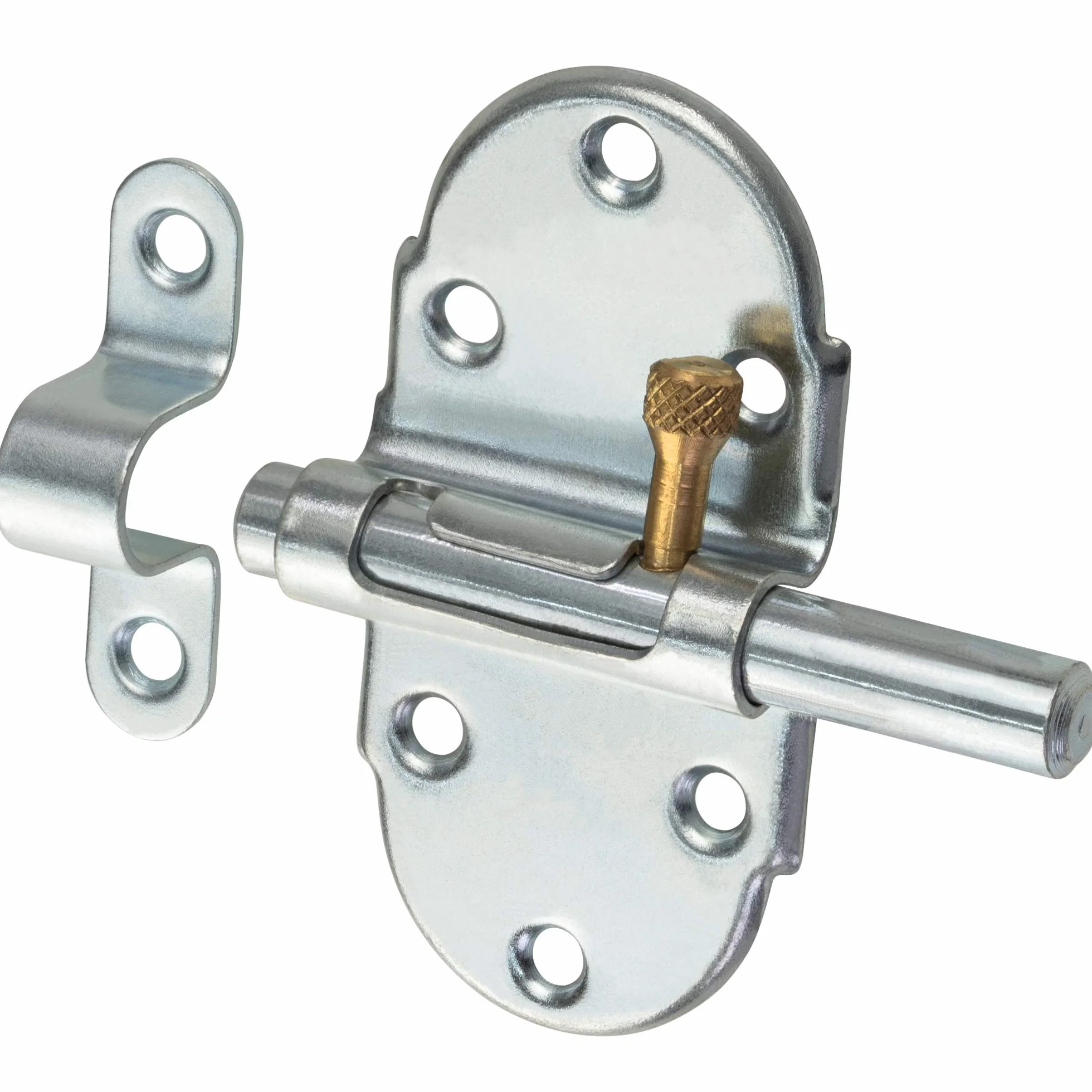 Gedotec Metalowy rygiel do drzwi z zabezpieczeniem sprężynowym - H7006 | sworznie sprężynowe z skokiem 25 mm | stal niklowana polerowana | 1 sztuka - zamknięcie drzwi do mebli, drzwi i szafek
