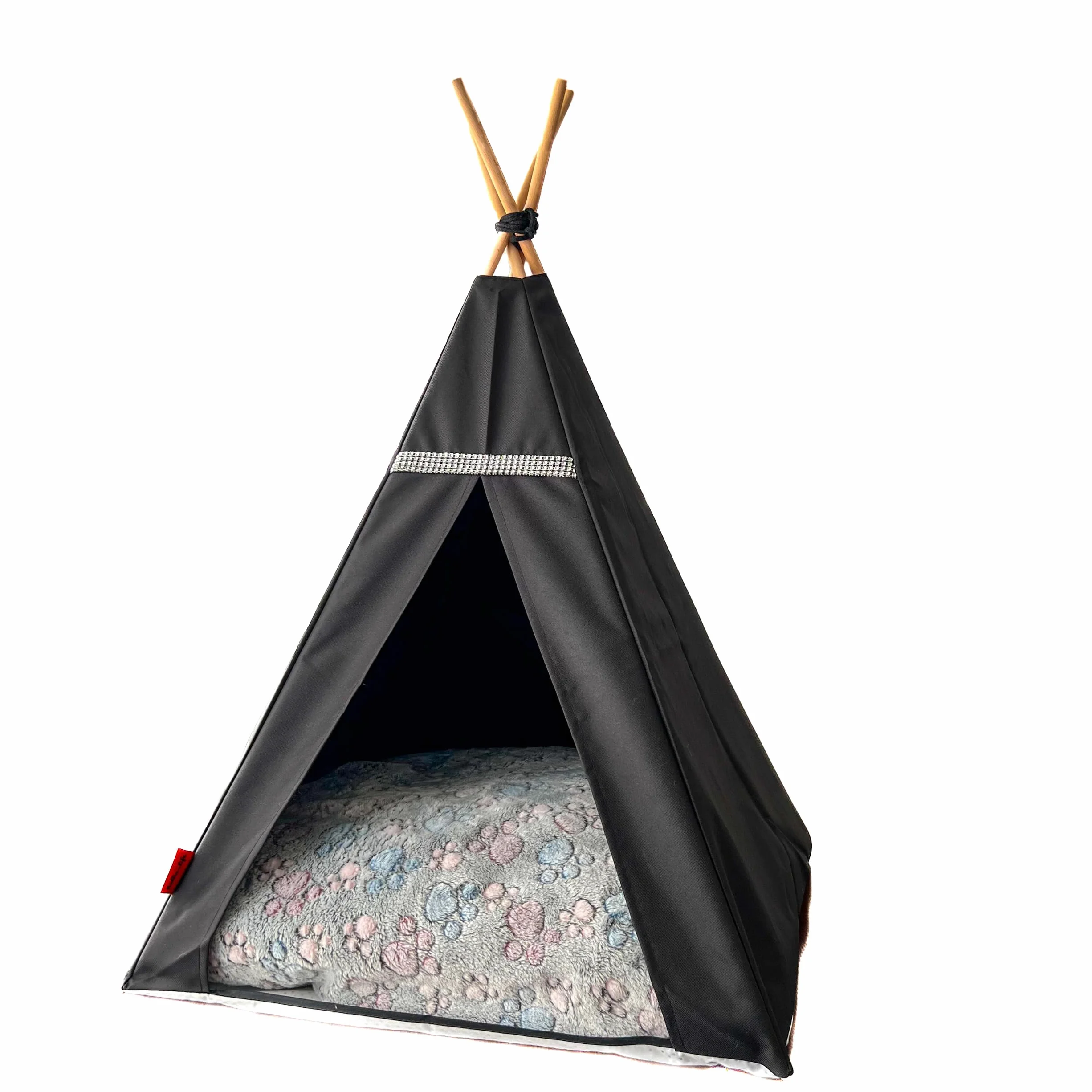 Tipi Glamour wodoodporny namiot dla psa i kota, domek dla psa Zielone Grochy L Czarny