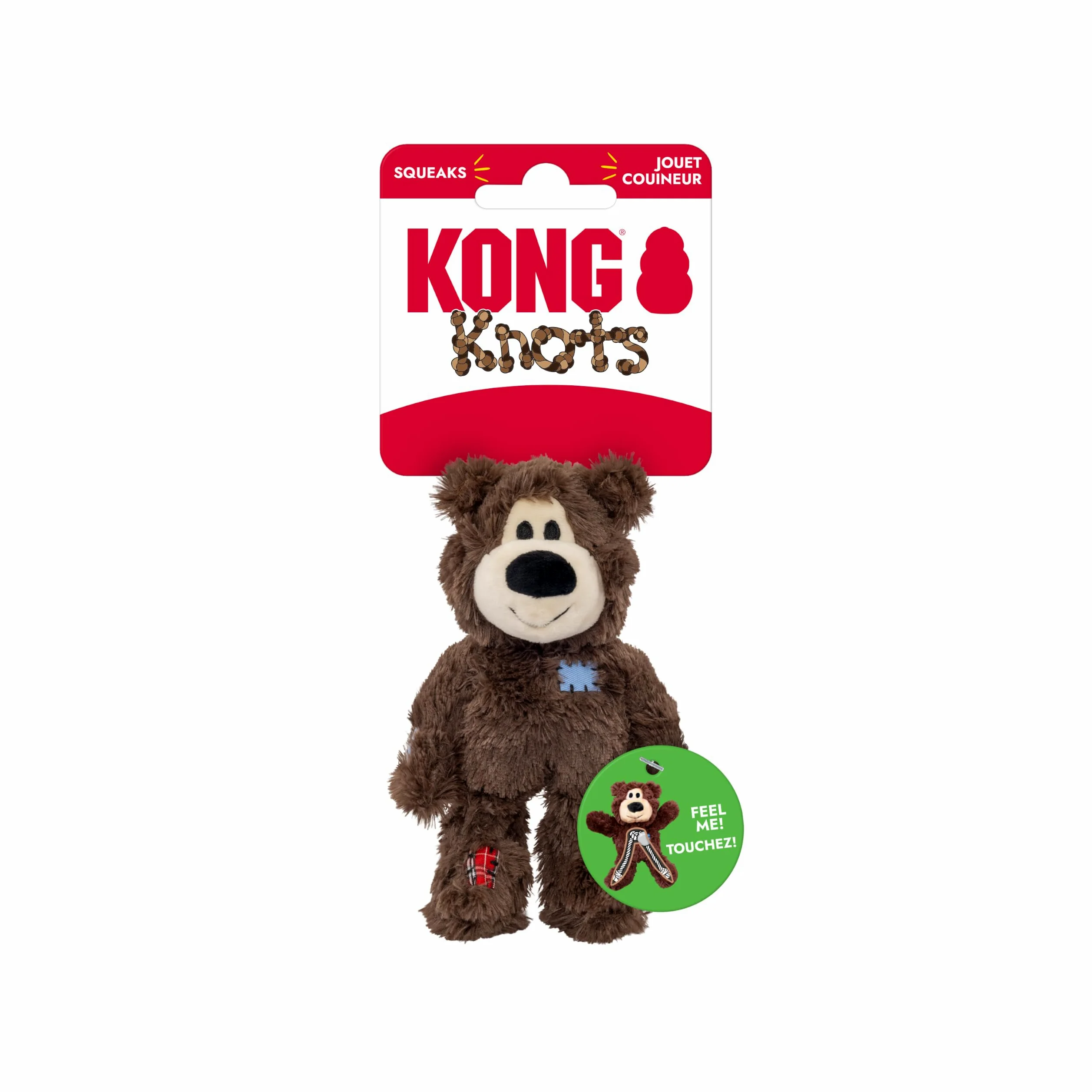 KONG Wild Knots Bear – wewnętrzne wiązane linki i minimalne wypełnienie dla mniejszego bałaganu (różne kolory) – dla bardzo małych psów