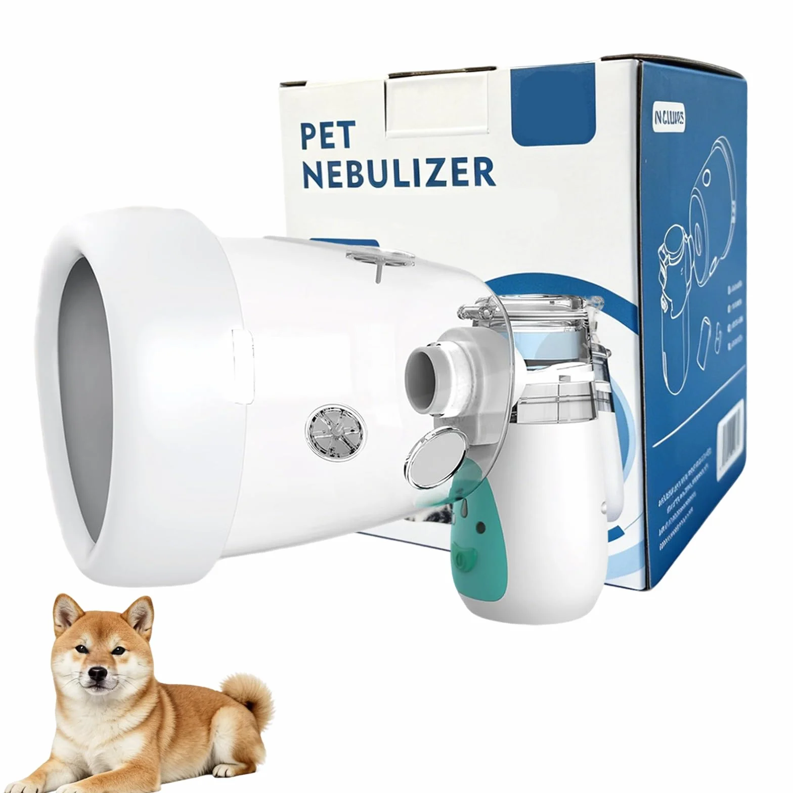 Nebulizator dla psów, nebulizator dla psów i maska inhalacyjna, cichy, odpowiedni dla psów, zielony (M)