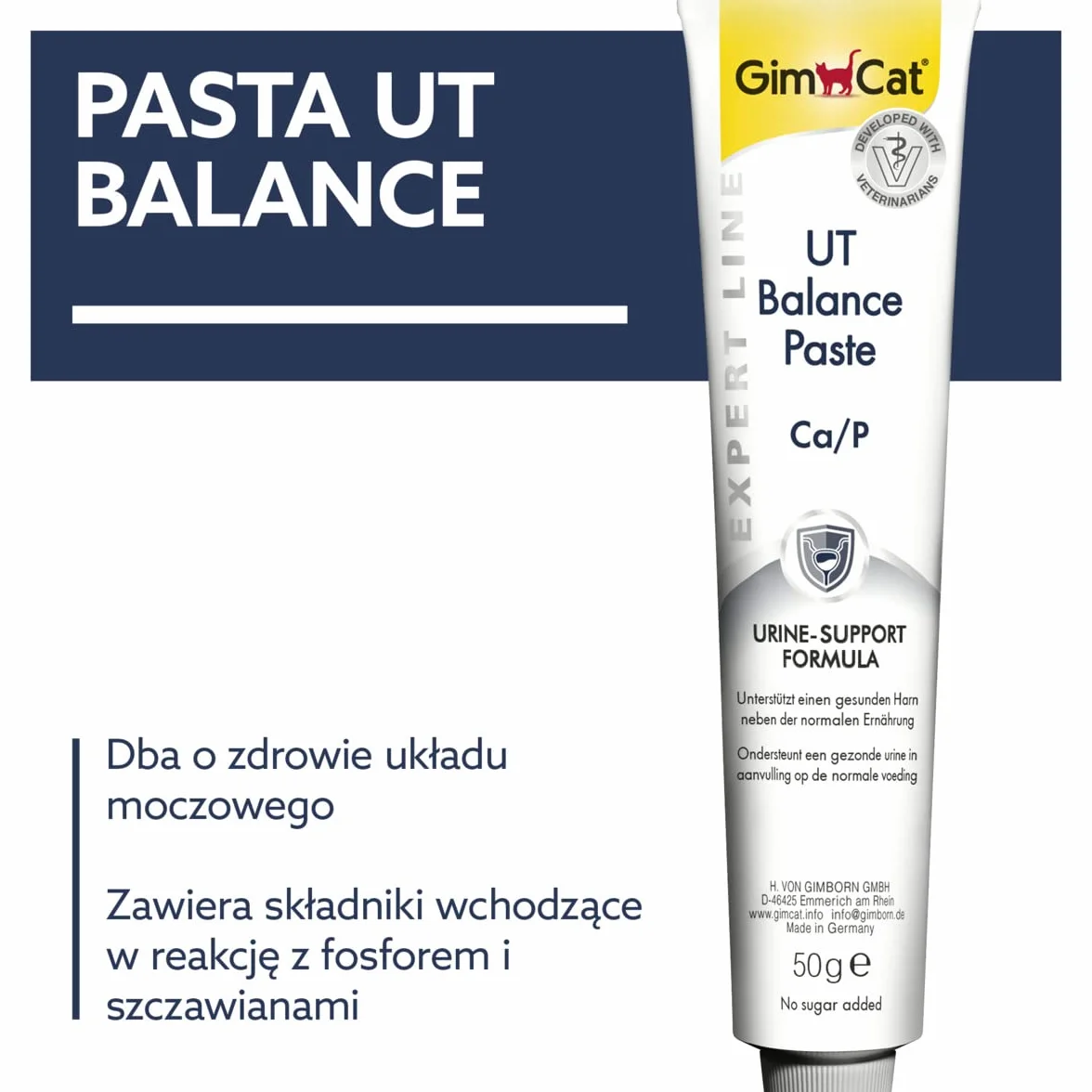 GimCat EXPERT LINE UT Balance pasta - Funkcjonalny przysmak dla kotów, wspomagający drogi moczowe - 1 tubka (1 x 50 g)