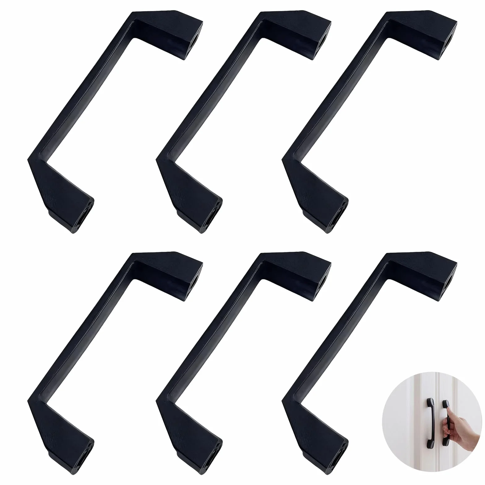 6 czarnych plastikowych uchwytów, czarny nylonowy uchwyt do szafki 130 mm do mebli, szuflad, szafek i kuchni, elegancki i trwały uchwyt meblowy, odległość wiercenia: 120 mm