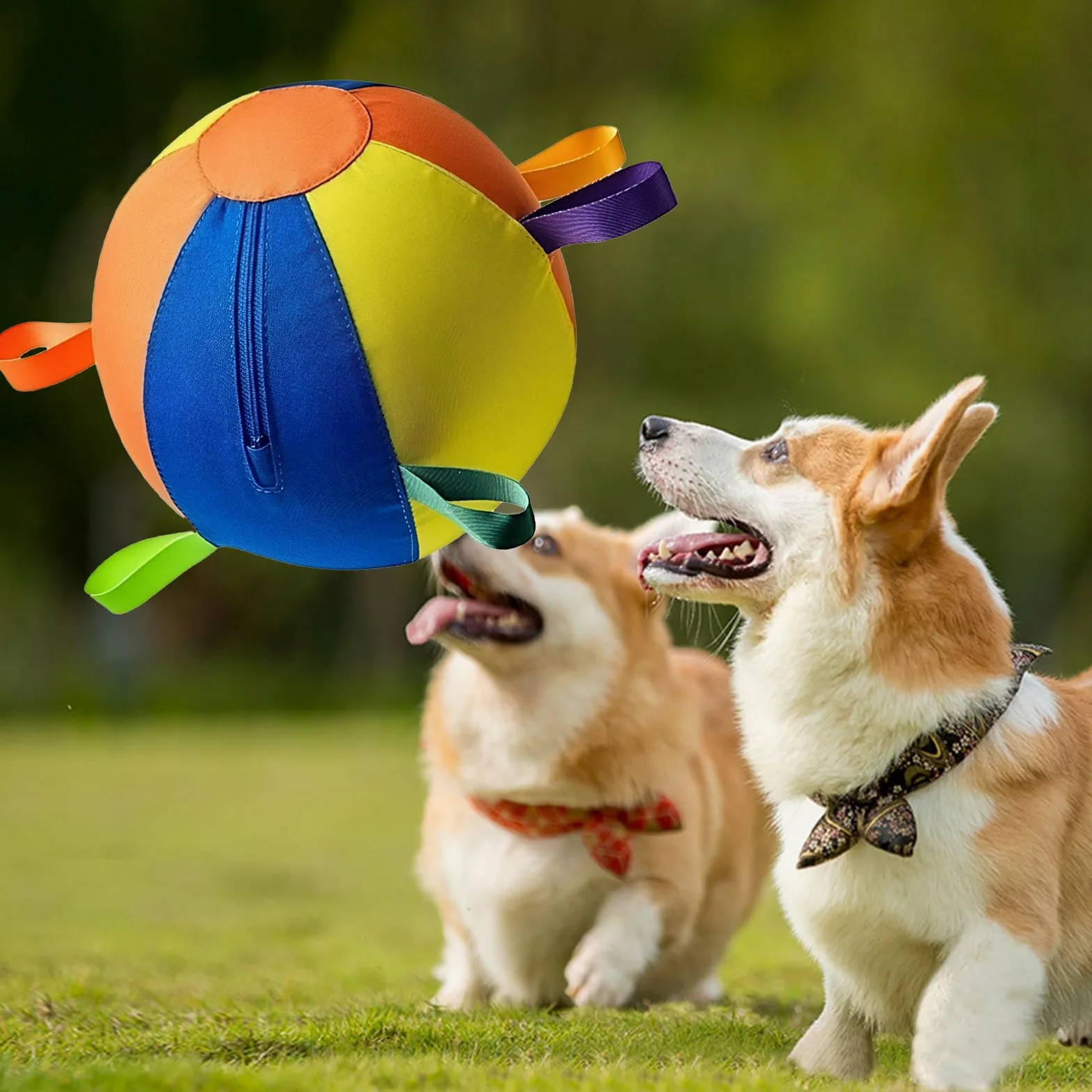 Piłka pasterska z wytrzymałą osłoną uchwytu i pompką, odporna na rozdarcie, interaktywna zabawka pasterska dla psów pasterskich Border Collie (wielokolorowa, 45 cm)
