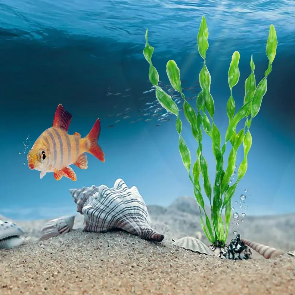 MyLifeUNIT Artificial Seaweed Aquarium Plants 10 PCS Green Plastic Fish Tank Decorations
