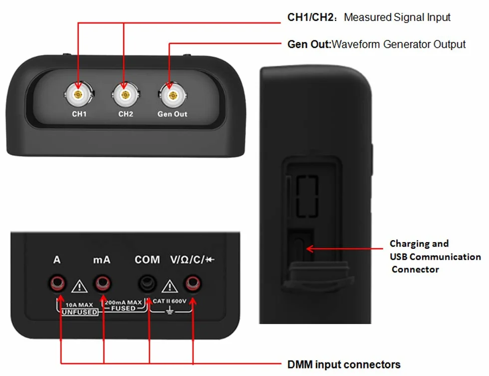 Hantek 2C42 Cyfrowy Oscyloskop Multimetr USB Przenośny 2 kanały 40 MHz 250MSa/s Wielofunkcyjność Próbnik