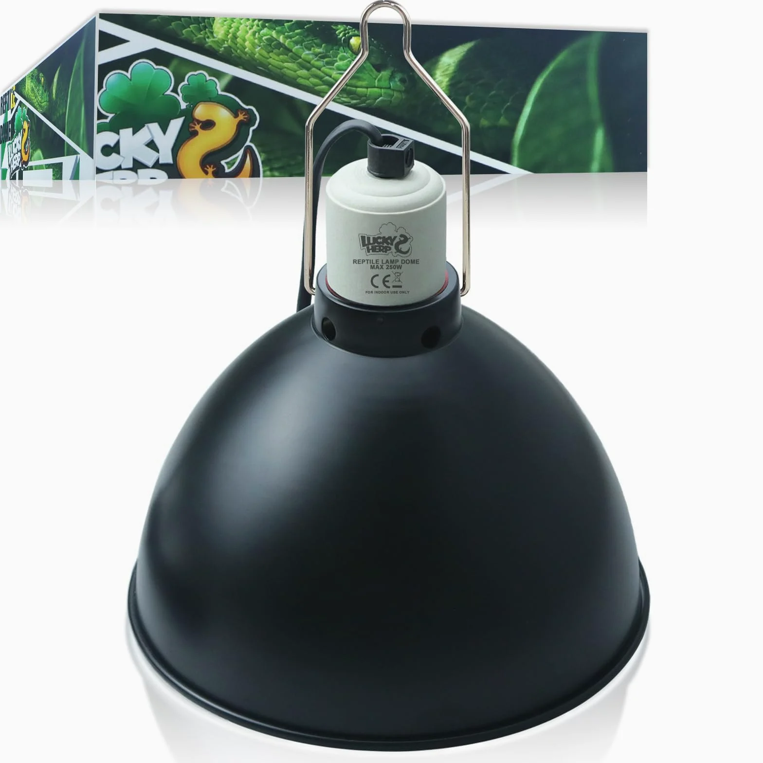LUCKY HERP 20,5 cm gady, terrarium, kopuła, E27, aluminiowa lampa reflektorowa do lampy grzewczej, 250 W, lampa do terrarium, UVB dla żółwia, bartagame, kurczaka, psa