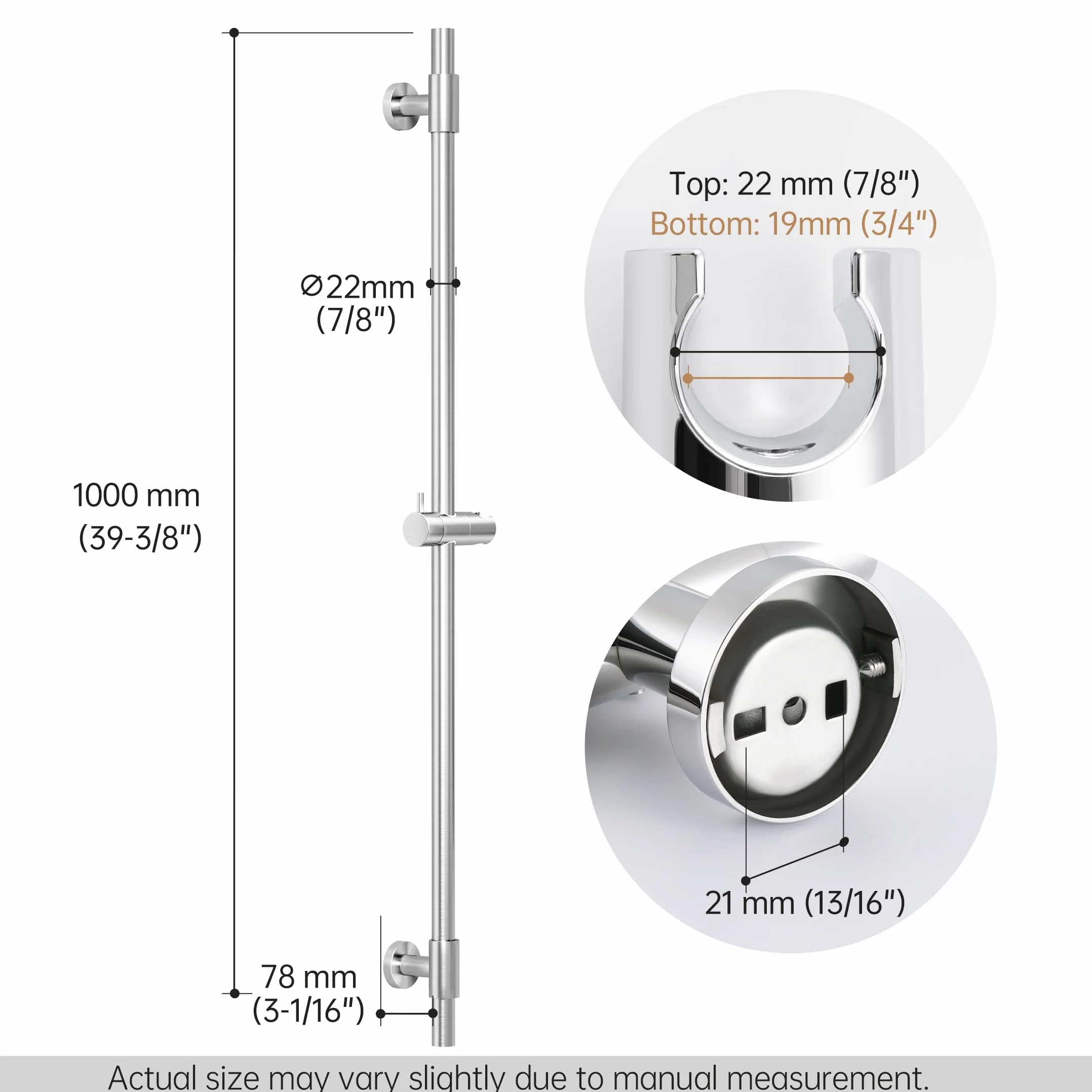 Drążek Prysznicowy ze Stali Nierdzewnej 100 cm Szczotkowany F209S100DG-BS