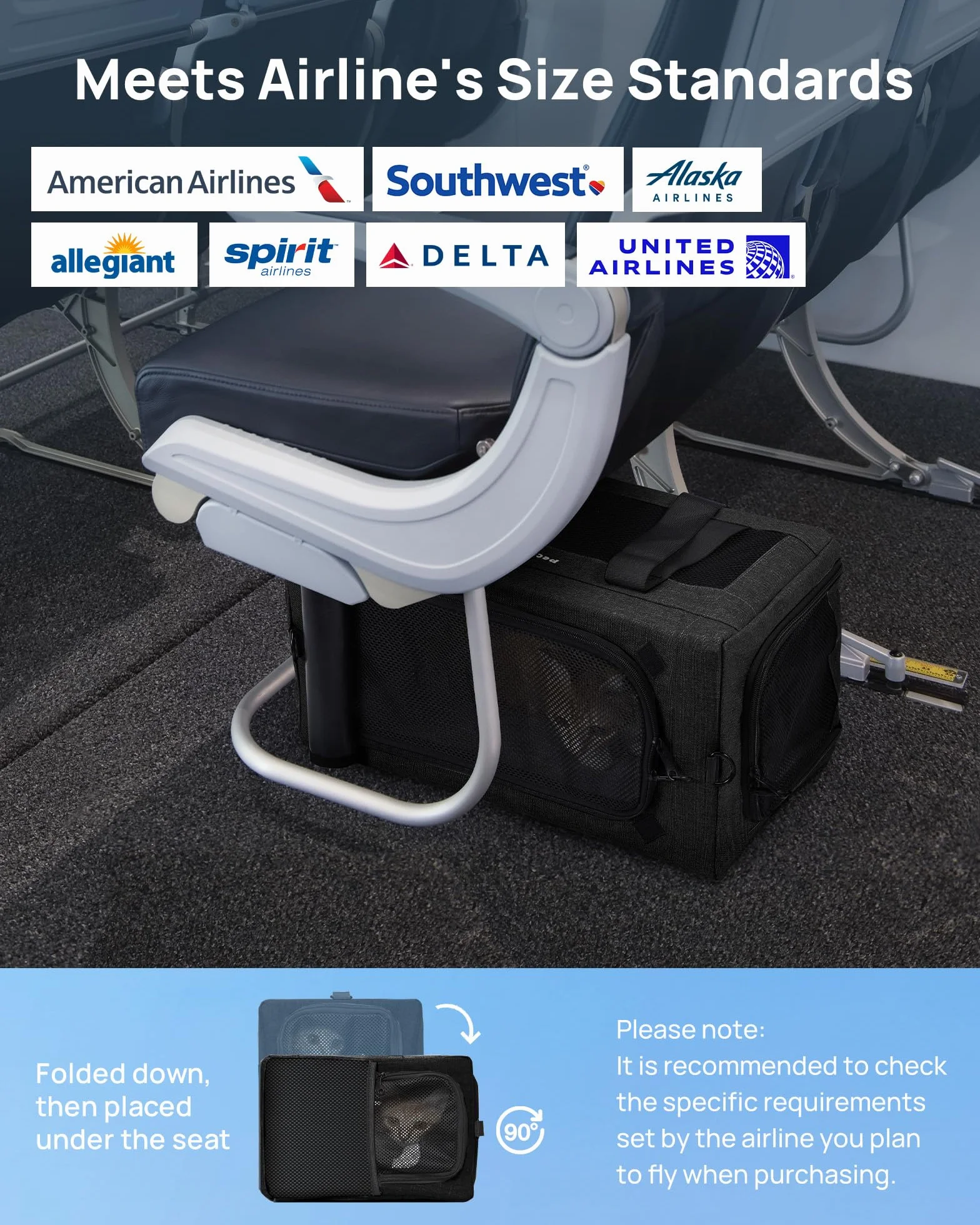 pecute® Nosidełko dla kota, przenośne nosidełko dla psa ze składaną miską, oddychająca torba z tkaniny siatkowej dla zwierząt domowych, ciemnoszara torba dla zwierząt domowych, odpowiednie zarówno na
