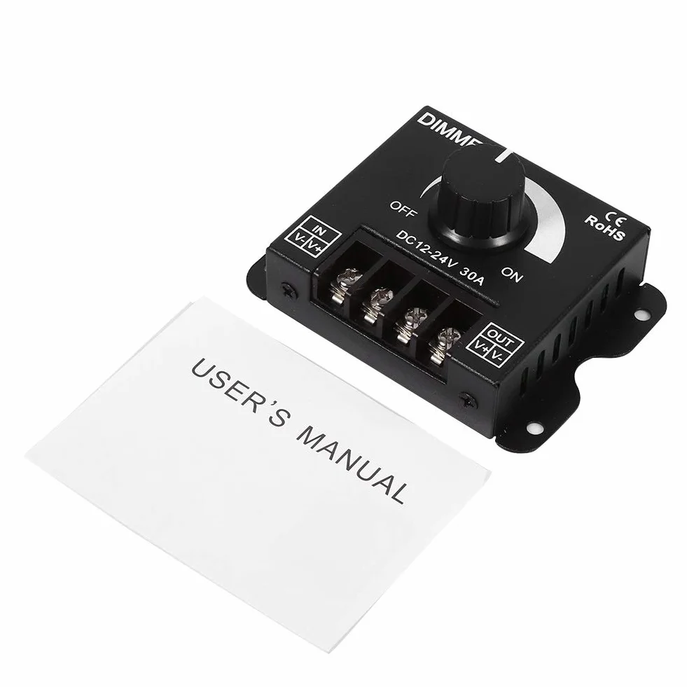 MAGT Ściemniacz LED, 12-24 V, 30 A, regulowany, jasność, lampa, sterownik, zasilacz, kontroler, zasilanie, ręczna obsługa lamp LED