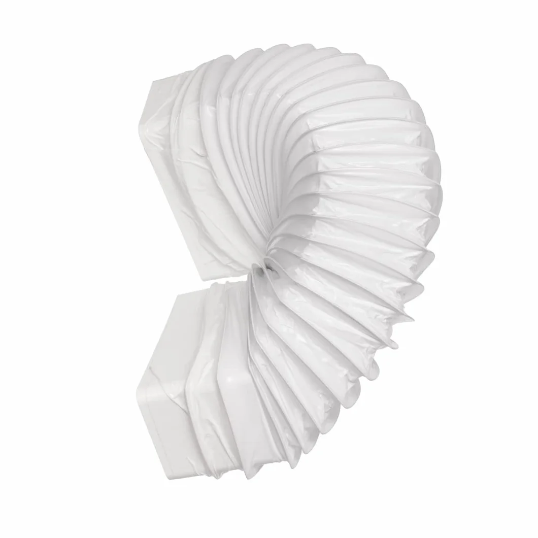 Prostokątny elastyczny wąż kanałowy PCW 110 x 55 mm 50 cm biały