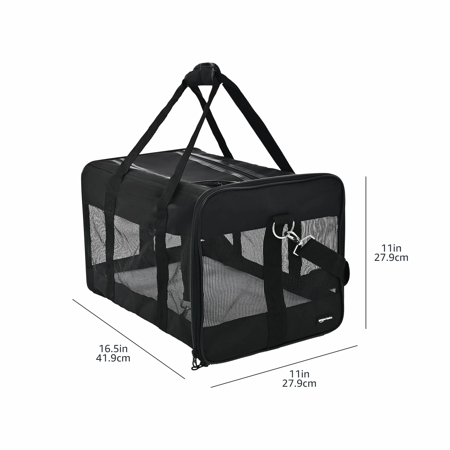 Amazon Basics AMZSC-002 Miękkie nosidełko dla psa, kota, średnie, 42 x 24 x 25 cm (dł. x szer. x wys.), czarne
