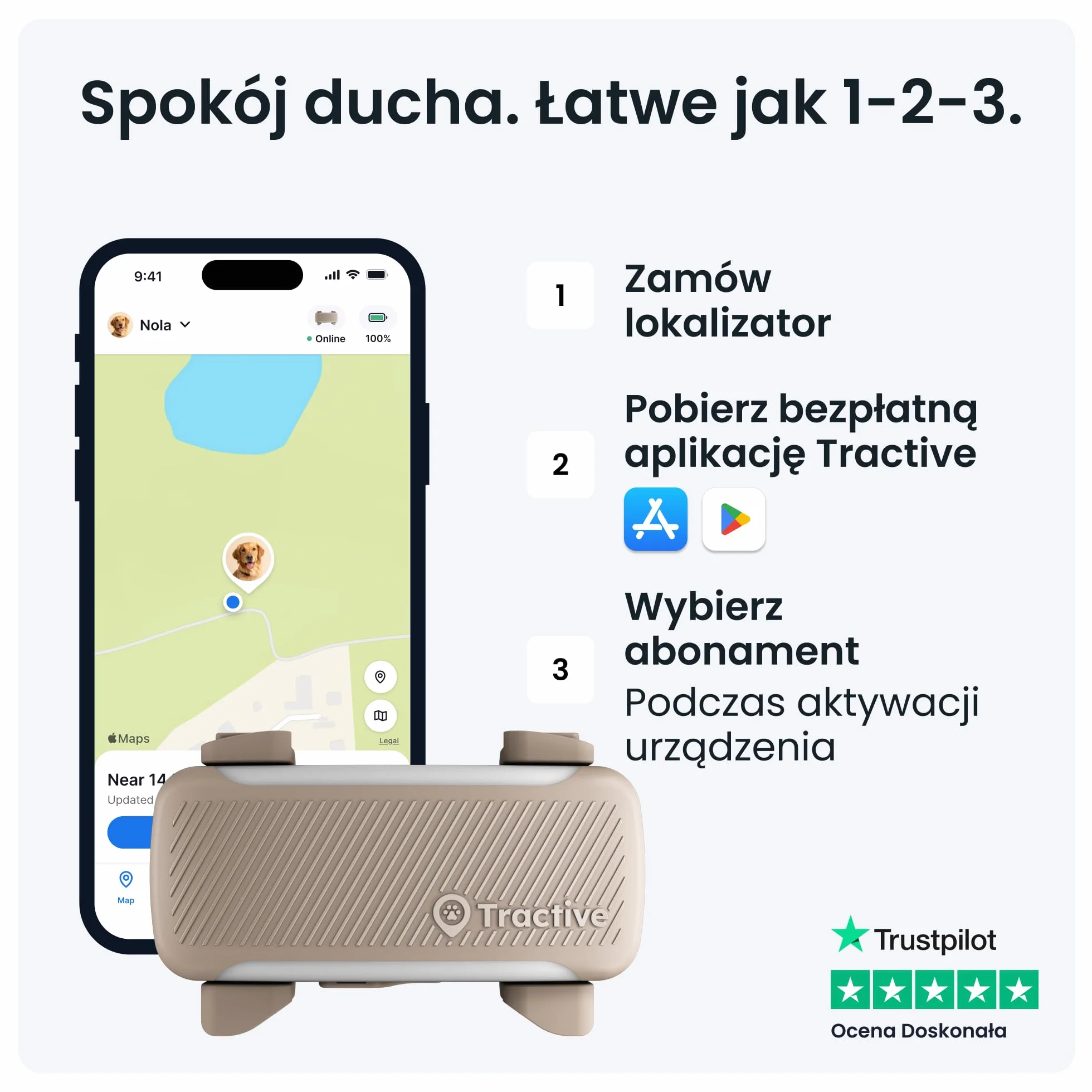 Tractive — Inteligentny Lokalizator dla Psa XL | 2026 Edition | Śledzenie GPS na Żywo | Alerty o Ucieczce i Zdrowiu | Monitorowanie Parametrów Życiowych | Długi Czas Działania Baterii (brązowy)