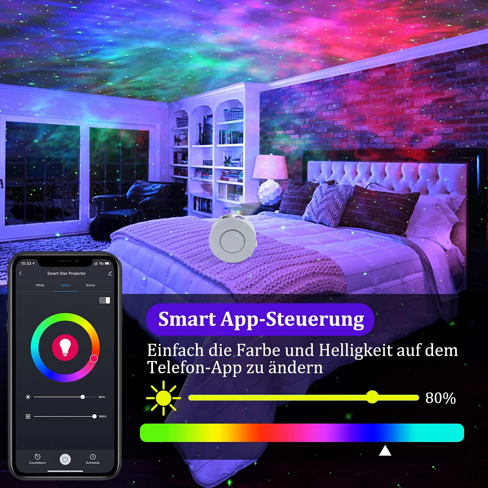 Nigecue LED Smart Projektor Gwiazdzistego Nieba, WiFi LED Projektor 3D Galaktyki z Aplikacją, Sterowanie Głosowe, Timer, Kompatybilny z Alexa i Google Assistant