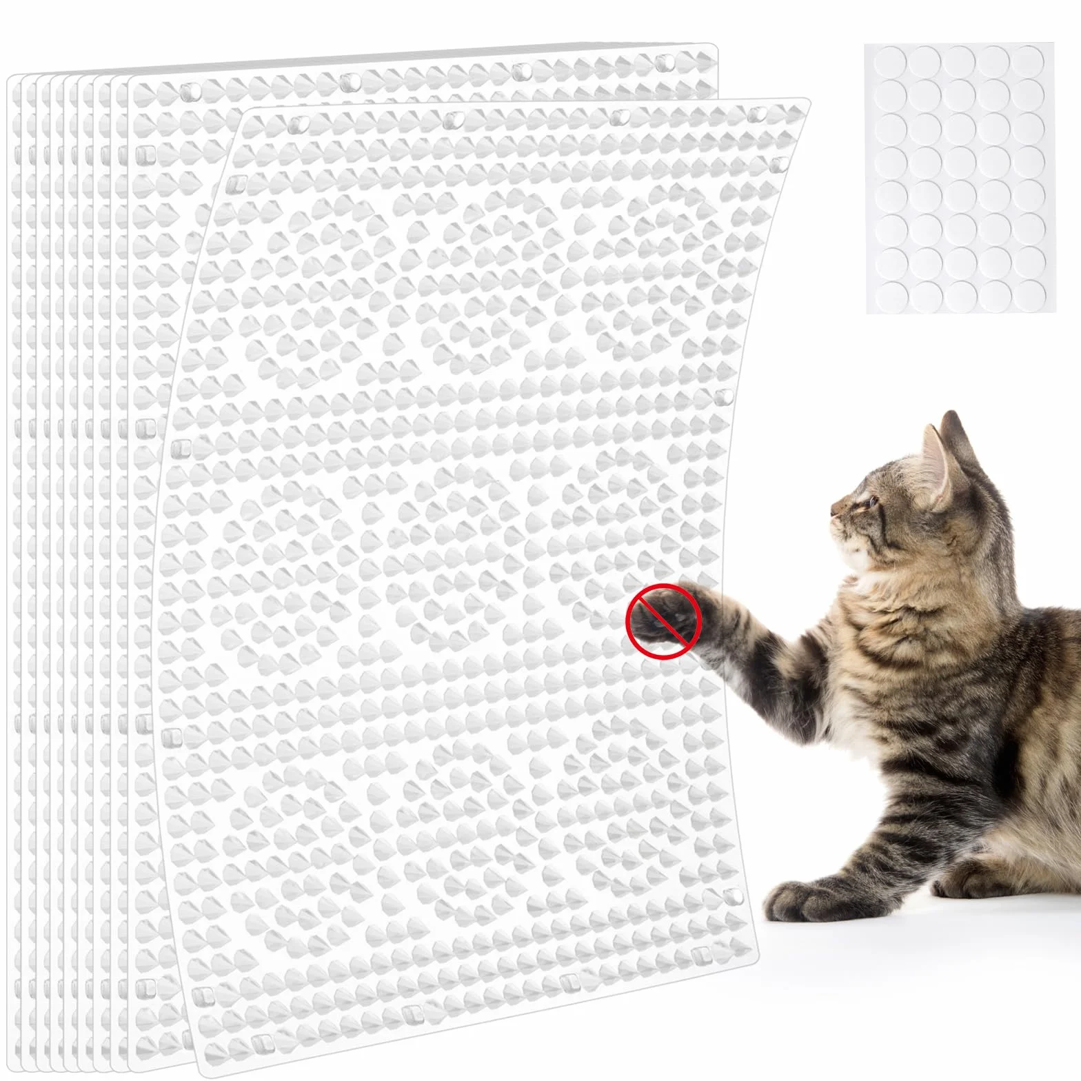 Uross Mata ochronna dla kotów – zestaw bariery dla kotów (10 sztuk) 41 x 33 cm kwadratowa – mata Scat Mat z 2,5 cm plastikowymi kolcami, mata ochronna dla kotów, środek odstraszający koty, psy, do