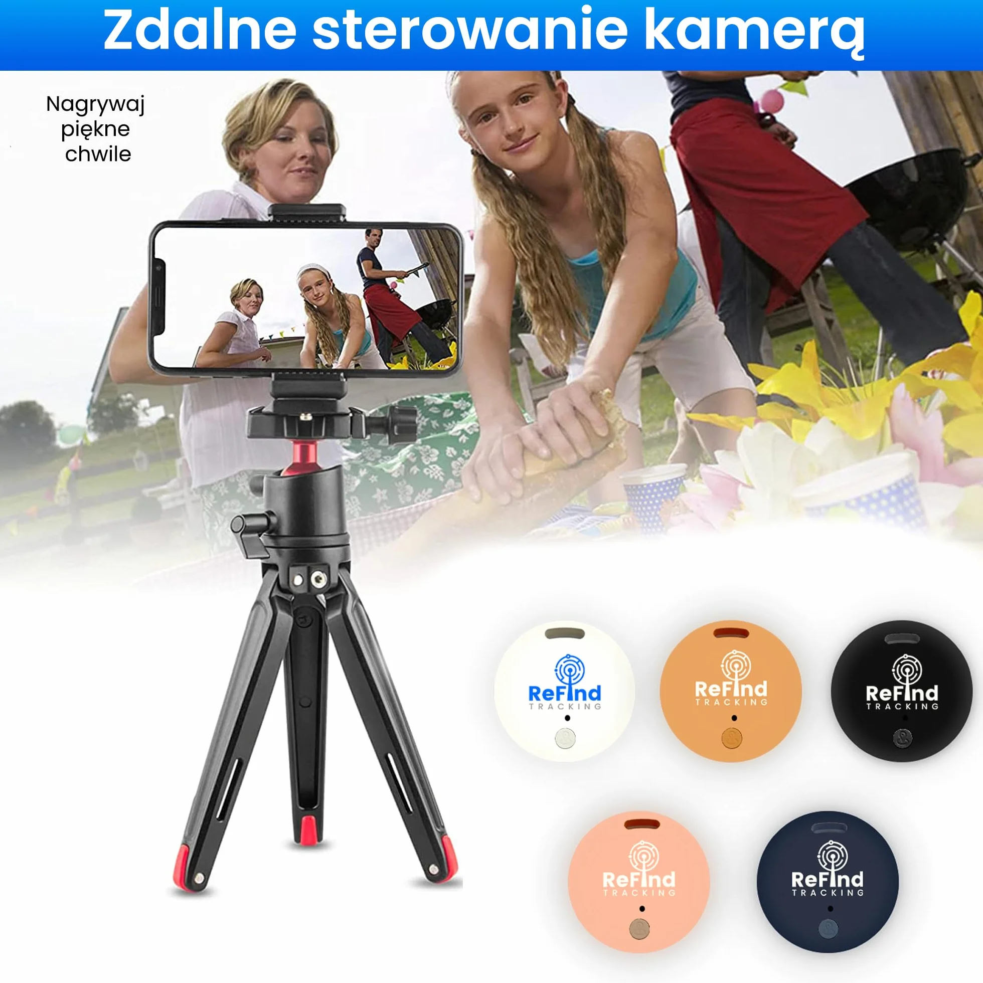 ReFind R2 Smart Tracker dla Androida i iPhone'a. Mini GPS Tag Bluetooth 5.0, Finder Kluczy. Alternatywa dla Samsung Air Tracker, dla Kluczy, Zwierząt, Portfeli i Bagażu (Czarny)