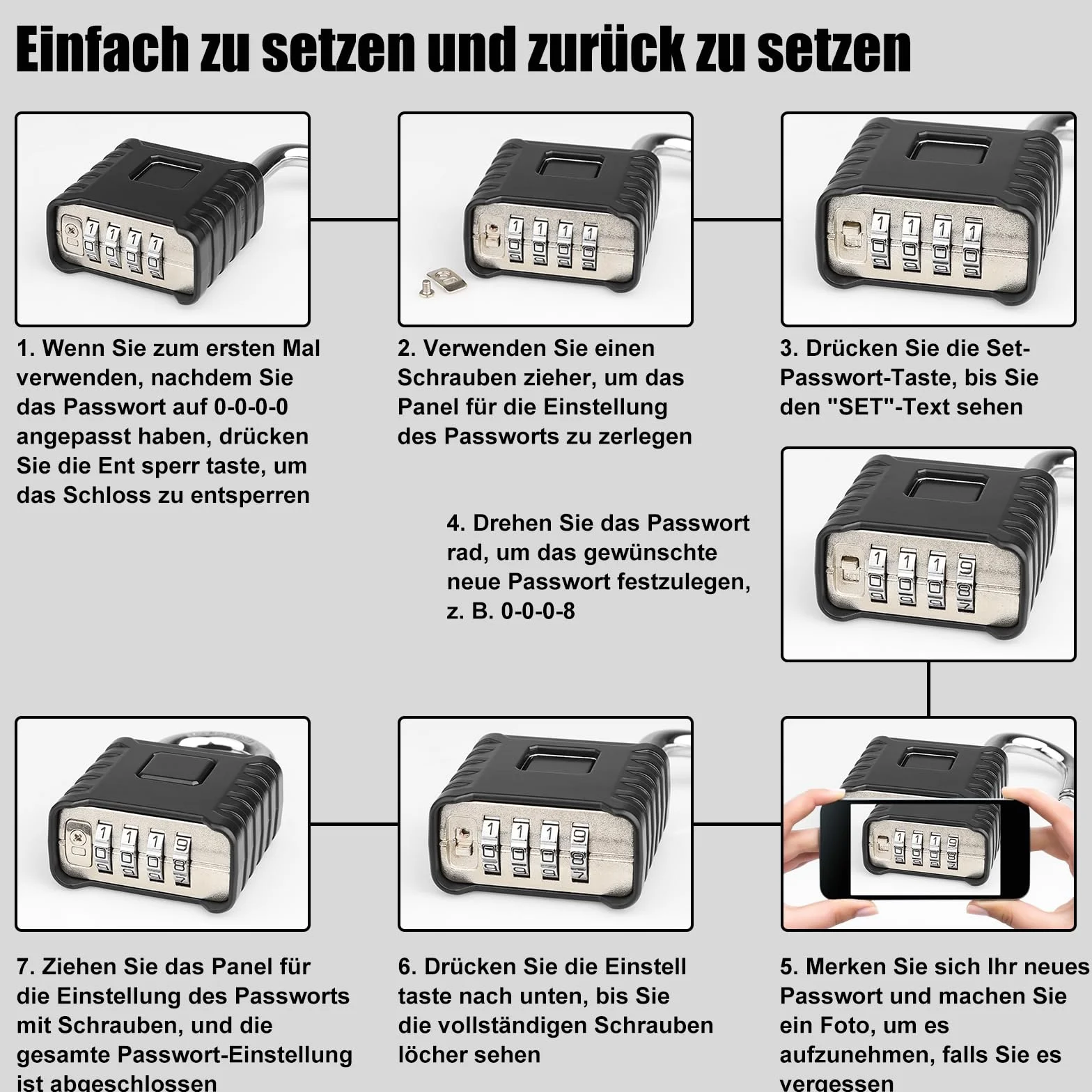Diyife 4-Cyfrowy Zamek Szyfrowy, Odblokowanie Jednym Przyciskiem, Wytrzymały Zamek Zabezpieczający ze Stopu Cynku, Odporny na Warunki Atmosferyczne, do Garażu, Ogrodzeń, Bram i Magazynów, Czarny
