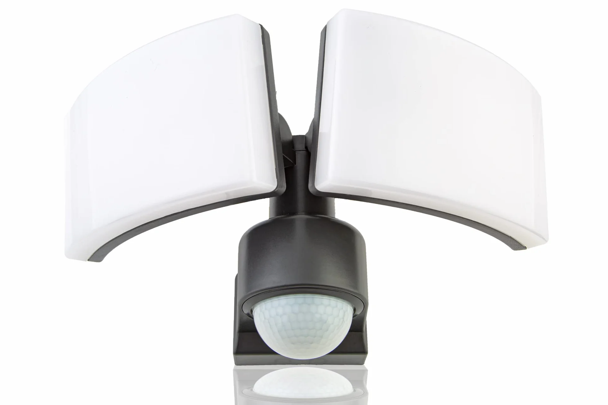 HUBER Reflektor LED z czujnikiem ruchu 360° 2 x 20 W, 4400 lm – 3 czujniki, soczewki matrycowe i ograniczenie obszaru, montaż ścienny i narożny, IP65, antracyt