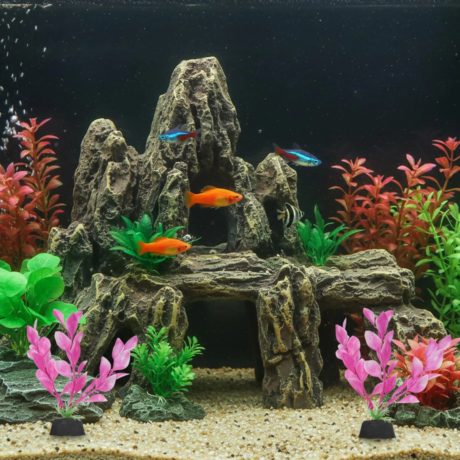 2 szt. 10 cm małe rośliny akwariowe do akwarium Betta, rośliny akwariowe, dekoracje, zbiorniki rybne, rośliny, liść, hamak, dekoracja trawy wodnej (różowe)