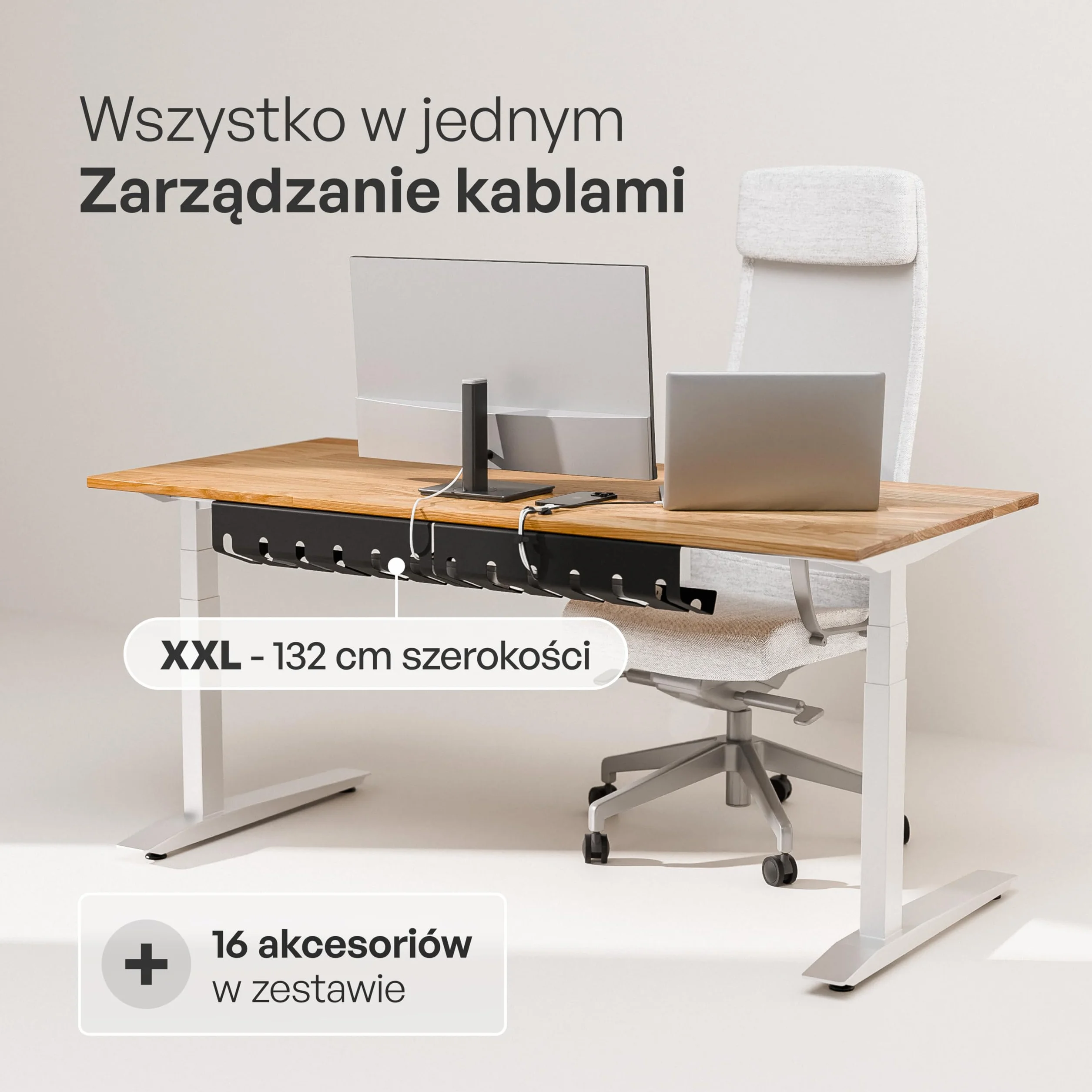 PAMO kanał kablowy na biurko czarny 2 sztuk – 10 opasek kablowych na rzepy i opaski kablowe – montaż śrubami – organizer na biurko do biura i biura domowego