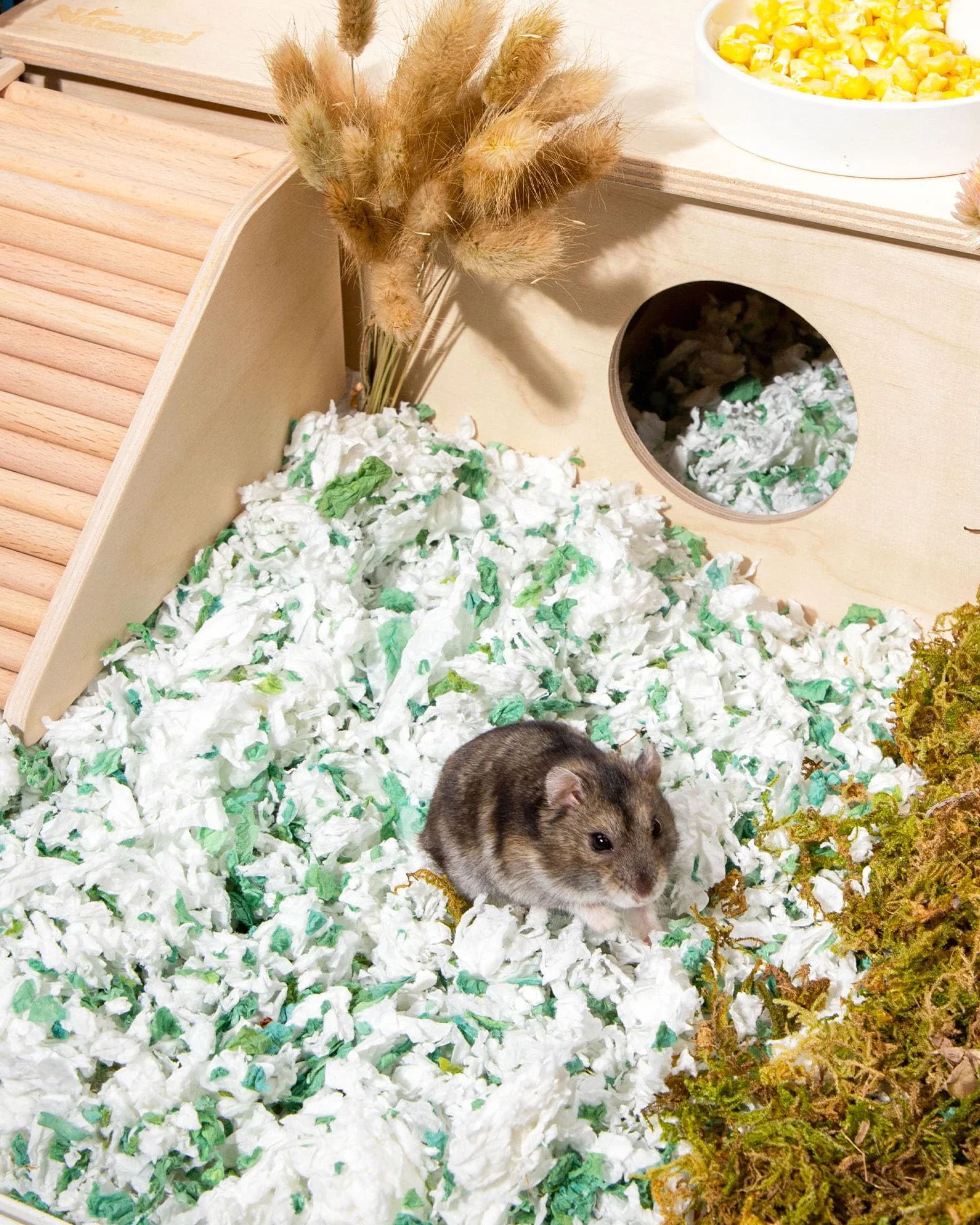 Niteangel Osika do golenia chomika dla chomika syryjskiego karłowatego chomika myszoskoczków degu szczur królik świnka morska szynszyla jeż lub inne małe zwierzęta (36 l - biała pościel papierowa)