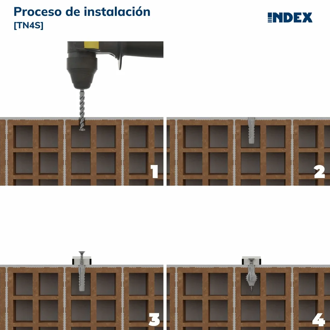 INDEX Fixing Systems TN4S 4-segmentowy pakiet 100 kołków do wszystkich rodzajów materiałów (nylon, 5 x 25 mm, średnica 5 mm)